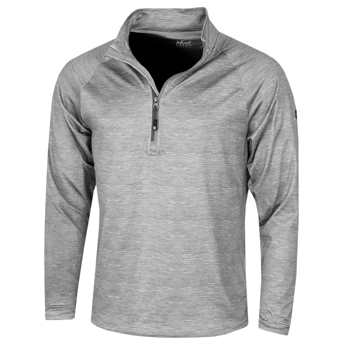 Island GREEN Men's Men's 1/4 Zip Raglan Sleeve Top Layer Sweater, Light Grey Marl/Charcoal, XL UK