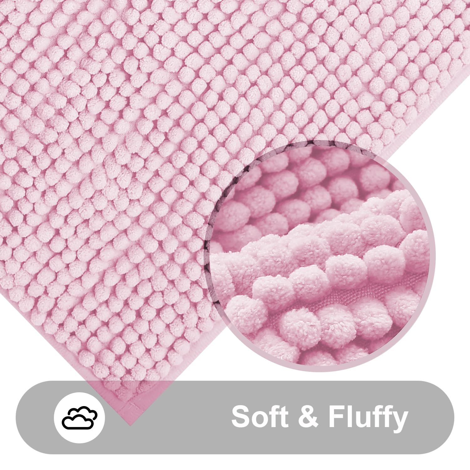 smiry Non Slip Chenille Bath Mat, 50 x 80 cm, Extra Soft Bathroom Mat - Image 4