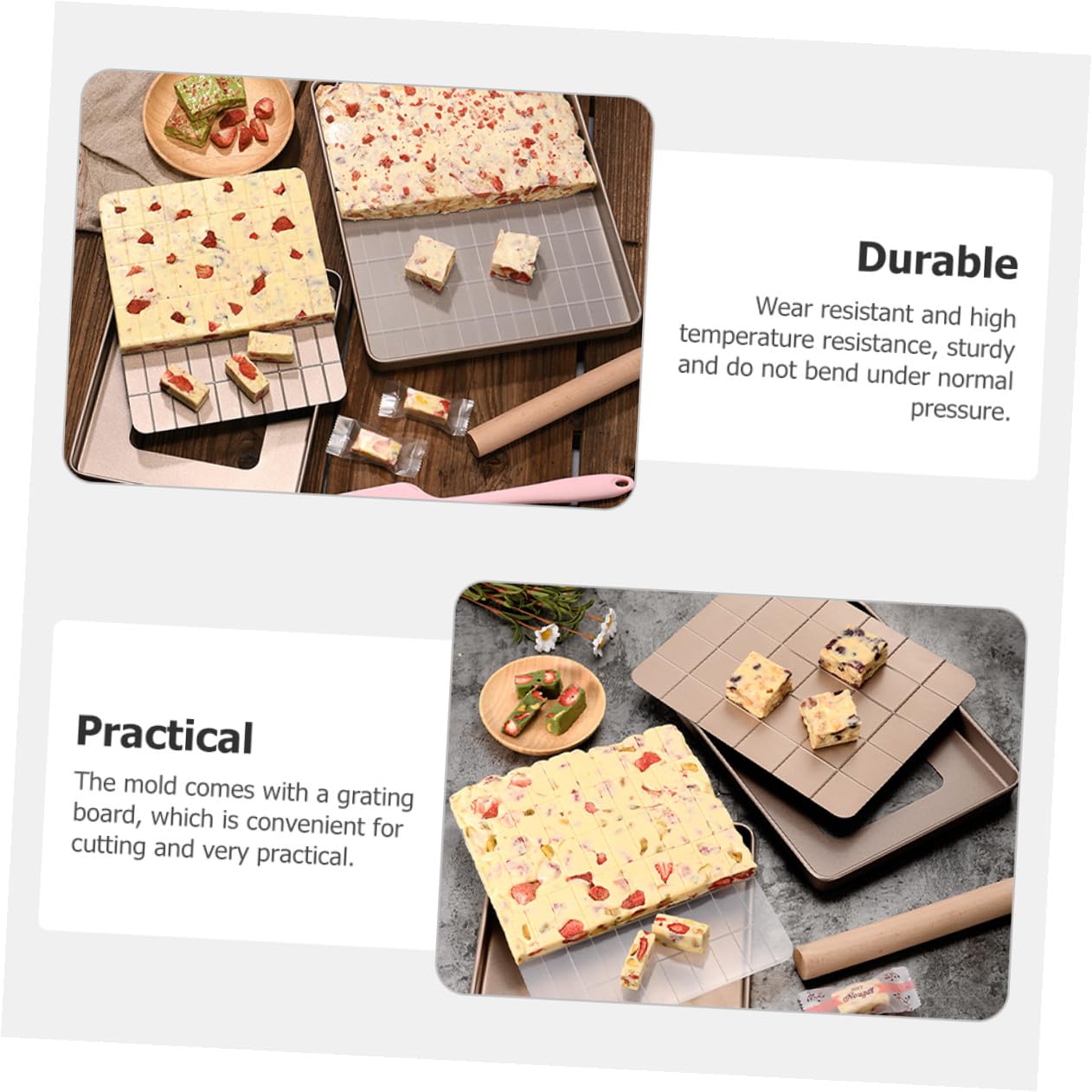 Gadpiparty Set Stampi per Torrone in Metallo Resistente con Griglia Integrata, Facile da Pulire e Anti-deformazione, per Cucina e Preparazioni Dolciarie Professionali