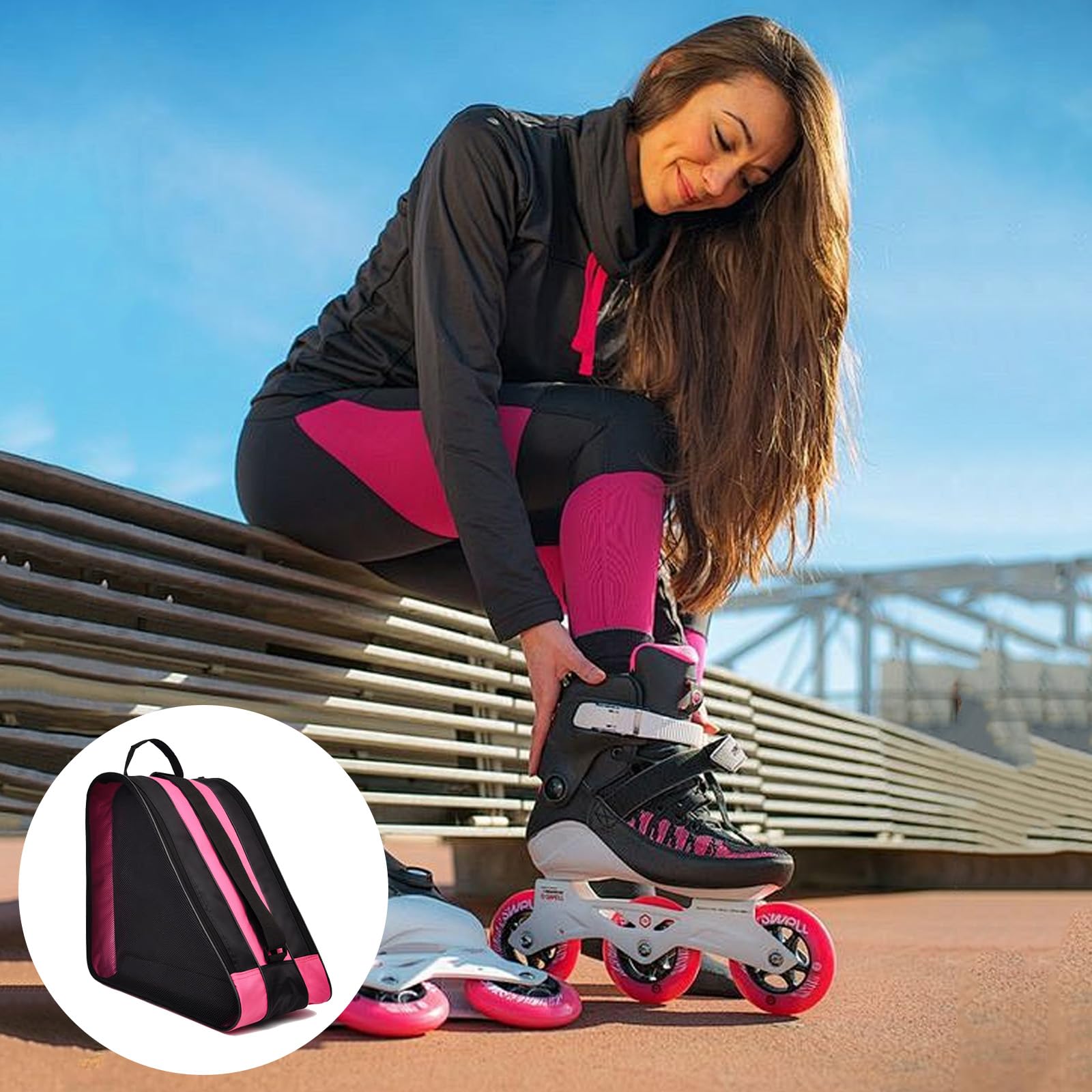 Bolsa para Patines,Mochila para Patines en Linea,Bolsa para Patines en Linea Bolsa,Bolsa para Zapatos de Patinaje,Bolsa Patines,Bolsa para Patines de Hielo,Apta para Patines de Hielo y Patines — view 5