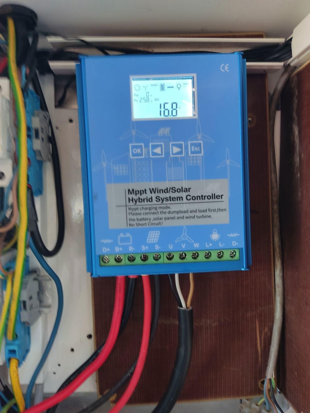 MPPT Controlador de Carga Híbrido Solar Eólico 2000W ,1000w Solar y 1000w Energía Eólica Controlador Híbrido de Carga de 12V/24V Refuerzo Regulador de Batería,sin Bluetooth
