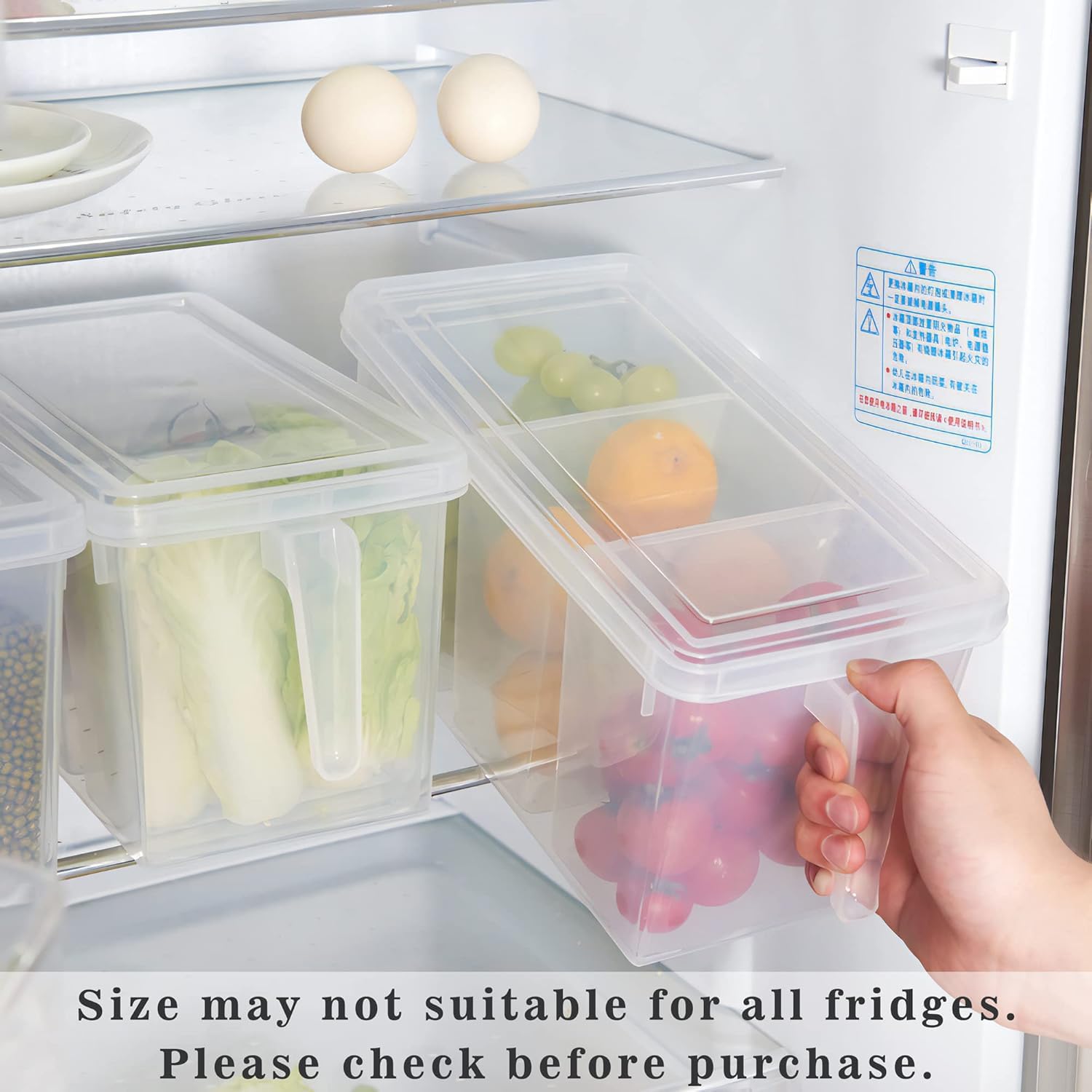 2 Opakowania Pojemników Do Przechowywania żywności Z Pokrywkami, Tacka Na Owoce I Warzywa Z 12 Małymi Przegródkami, Plastikowe Pojemniki Do Przechowyw, Clear, 2Pack with 6 dividers