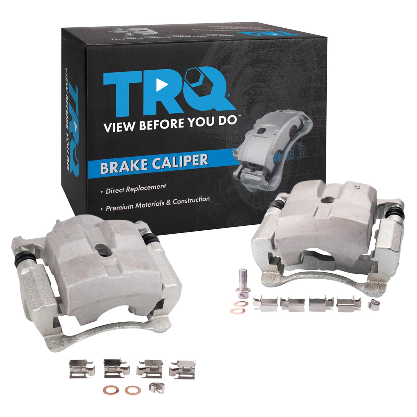 TRQ Front Driver and Passenger Side Brake Caliper Set Caliper Brackets