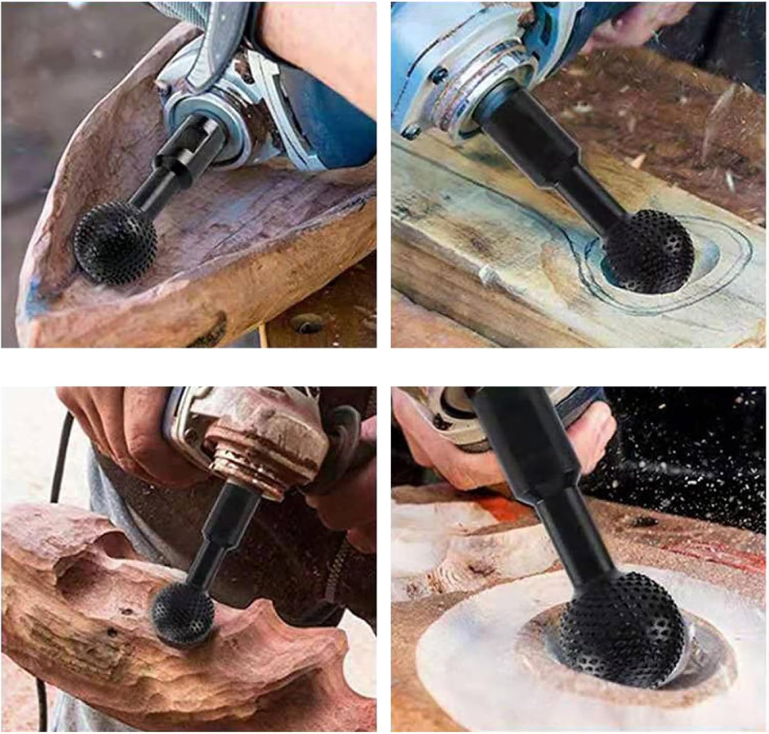 SagaSave Sphere Rotary Steel Ball Grinding Head Power Carving Tool Wood Polishing Engraving Drilling Bits for Wood Grinding (Black)