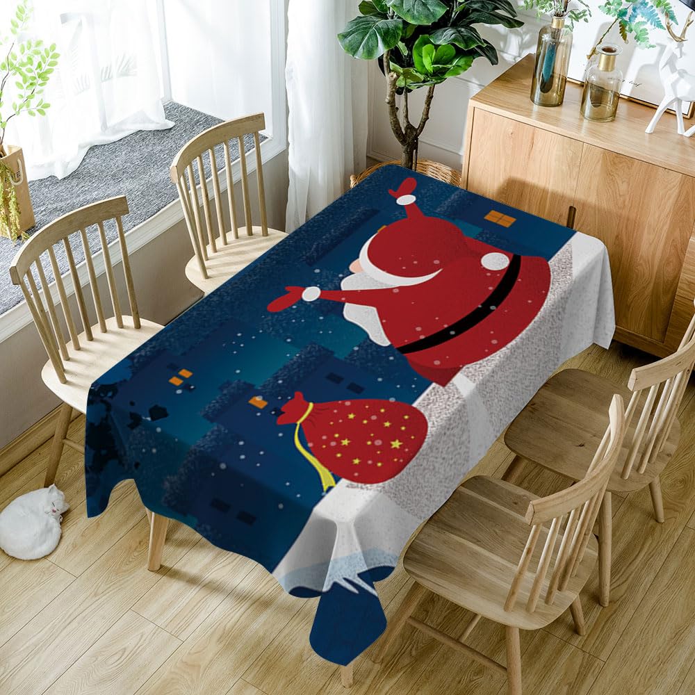 Mantel Antimanchas Papá Noel Rojo Mantel Mesa Rectangular Poliéster Manteles de Mesa Impermeable Lavable Manteles Antimanchas para Casa Comedor Cocina Fiesta(140x240cm)