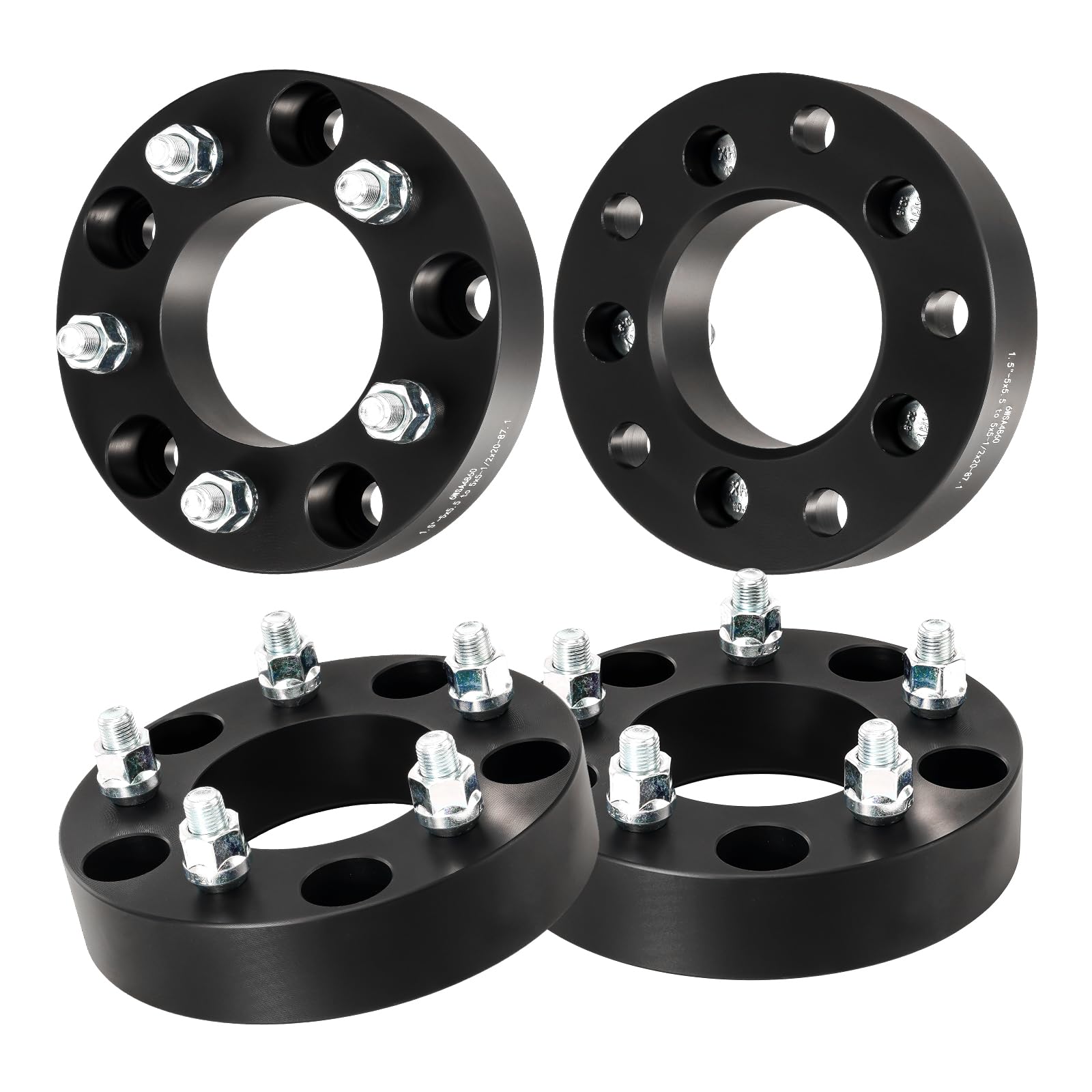 Torchbeam 4Pcs 5x5.5 to 5x5 Wheel Spacers 5x139.7 to 5x127, 1/2" x20 Wheel Stud, 1.5" 38.1 Thickness, 87.1 Hub Centric, for Ram 1500 E-150 Econoline F-150 | Wheel Adapters