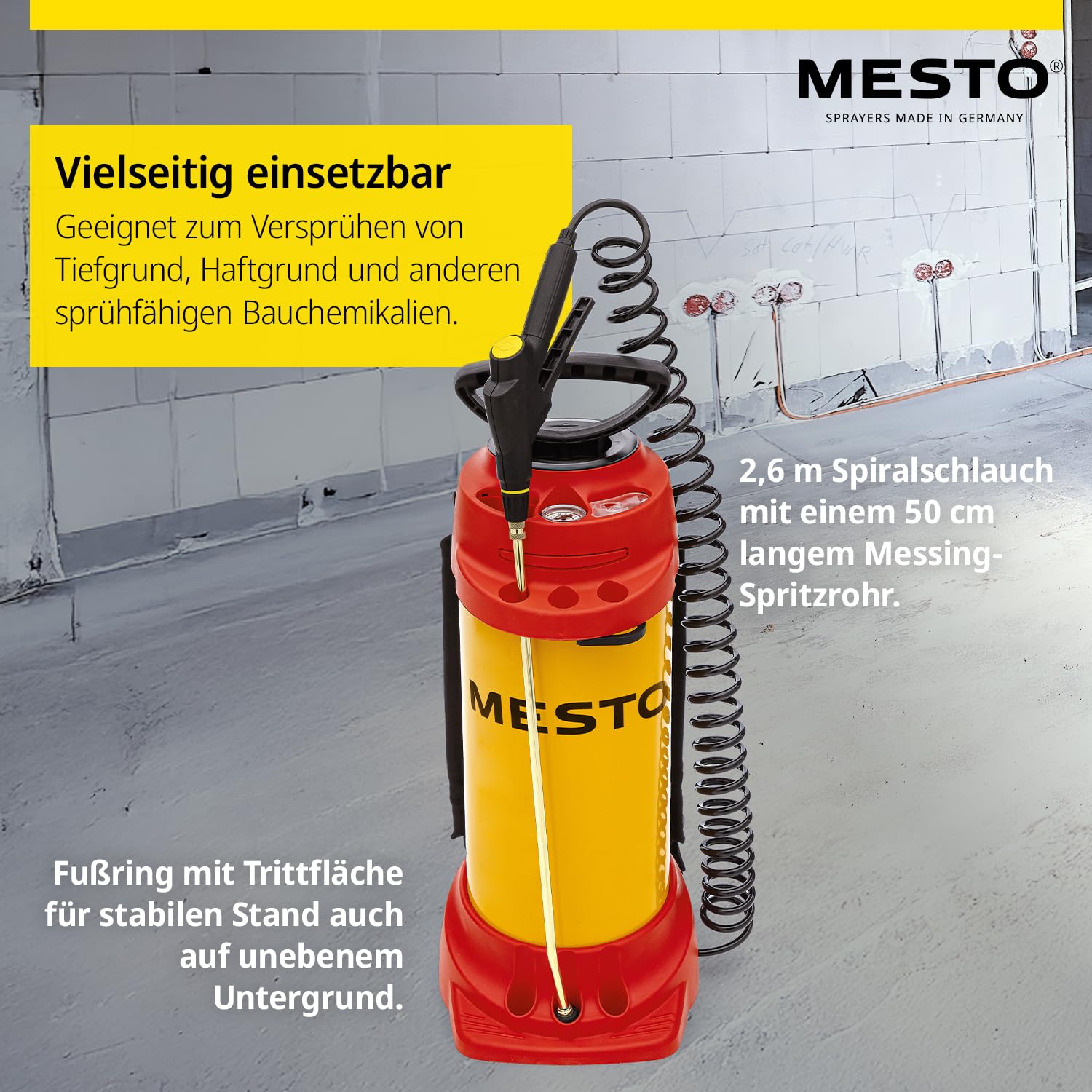 MESTO FERROX PLUS 10 Hochdrucksprühgerät 10L SET inkl. MESTO Köcher | Drucksprüher 6 Bar | Pumpsprühflasche für Bauchemikalien | Drucksprühflasche Industrie | Ölsprüher | Pumpsprüher | Flachstrahldüse
