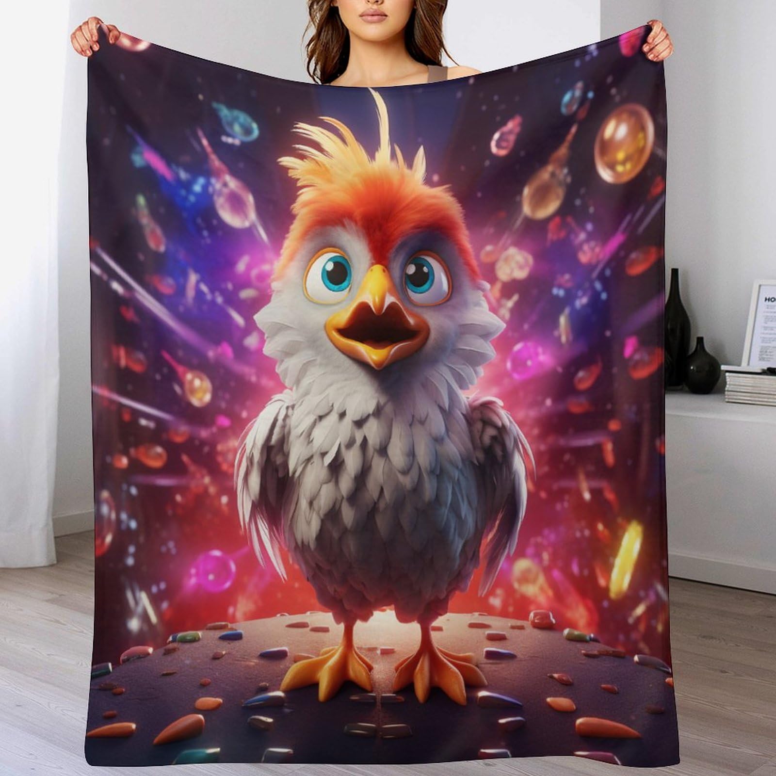 Couverture flanelle poulet mignon plaid chaud toutes saisons