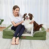Vista 216 de Comfort Expression Cama ortopédica para perros extra grandes de 45 x 35 pulgadas, cama para mascotas XL de espuma tipo caja de huevos impermeable