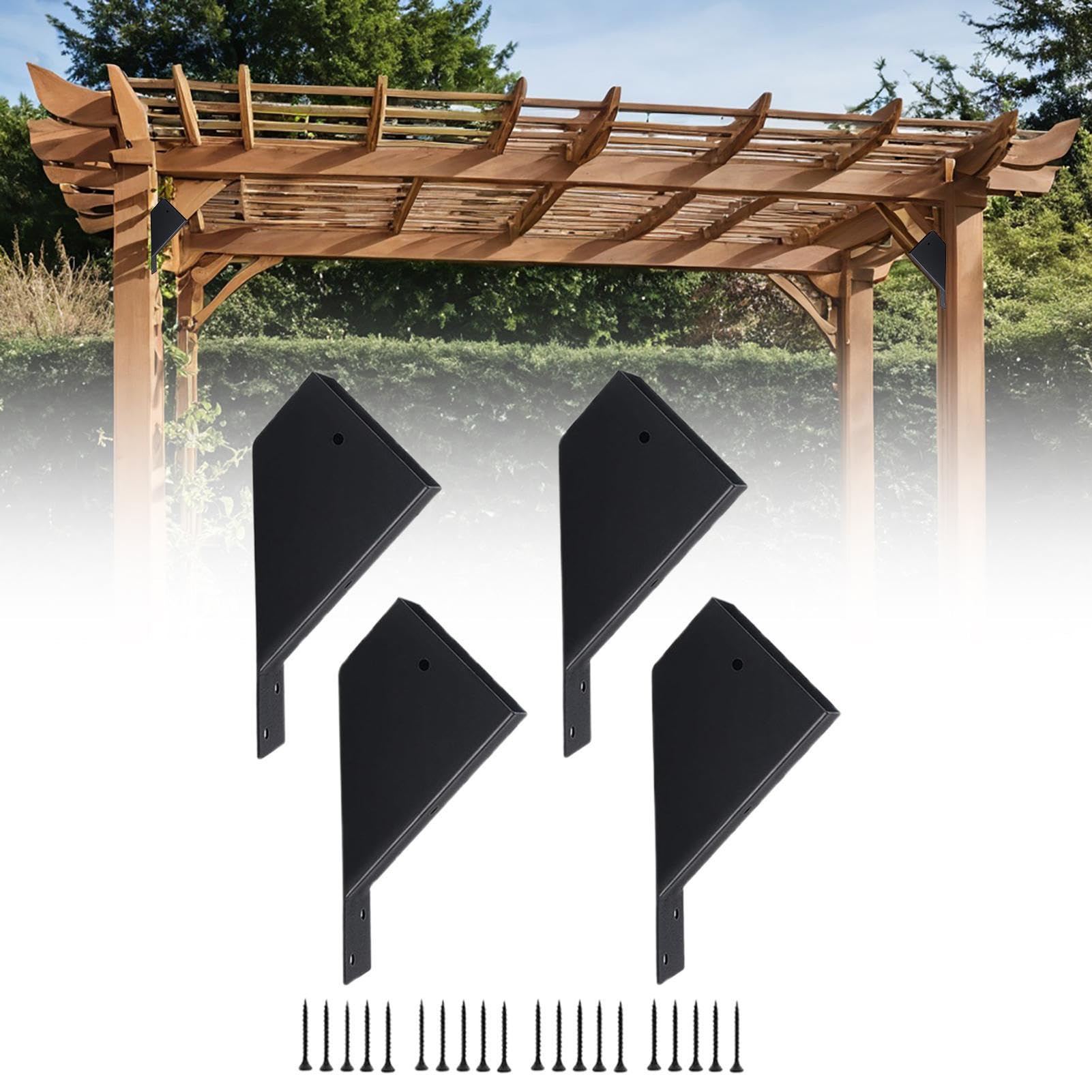 Zestaw wsporników do altany 2x4 45 Stopni Metalowe Okucia | 4-częściowe wsporniki drewnianej pergoli Do wnętrz, ogrodu, tarasu, dachu, domku na drzewie, szopy