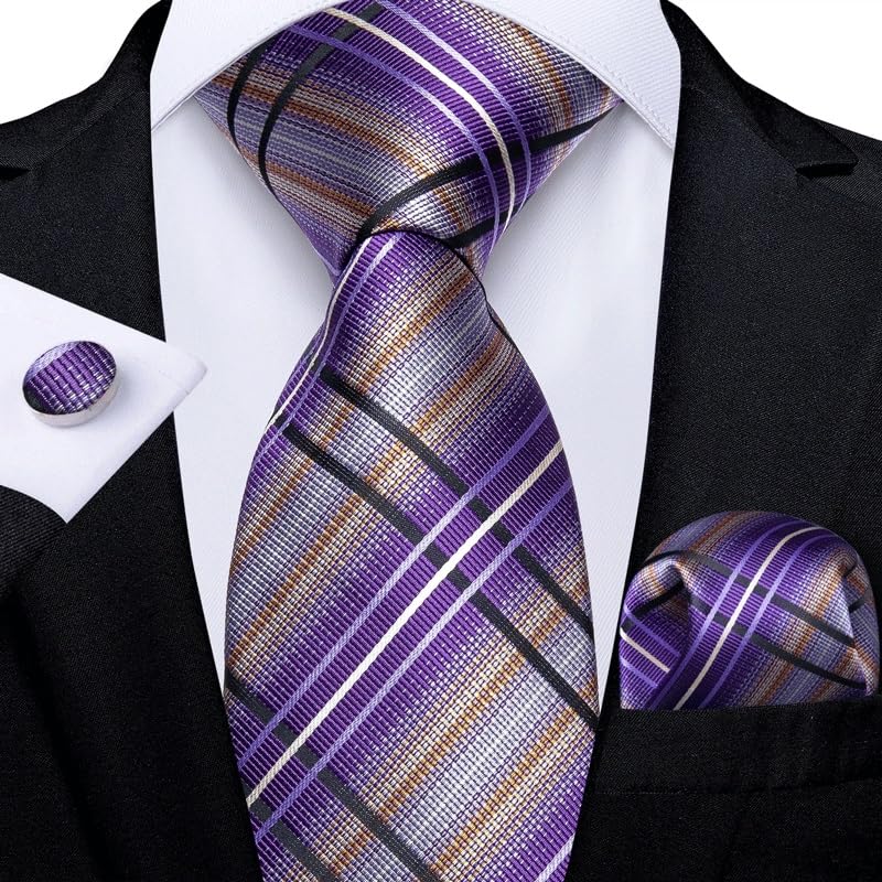 Corbata de seda para hombre con set y accesorios miniatura 2