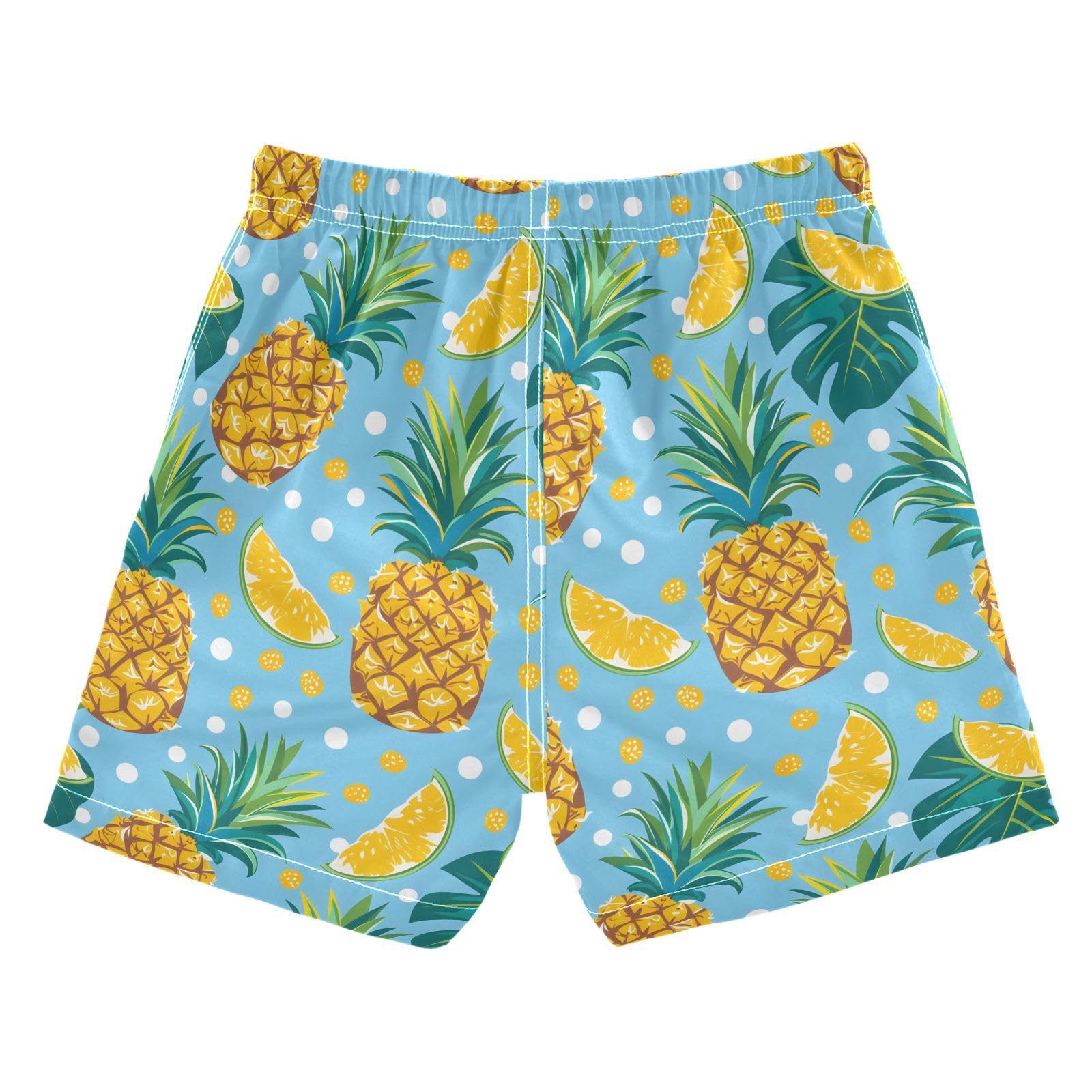 ALAZA Tropical Palm Leaves Pineapple Blue Boys' Swim Trunks Beach Shorts Quick Dry Swimsuit 2T