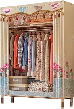 Wardrobe Portable Canvas Wardrobe,Clothes Closet Storage Organizer with Hanging Rail,Shelves,Side Pockets,for Bedroom,Living Room,D-84X46X172cm