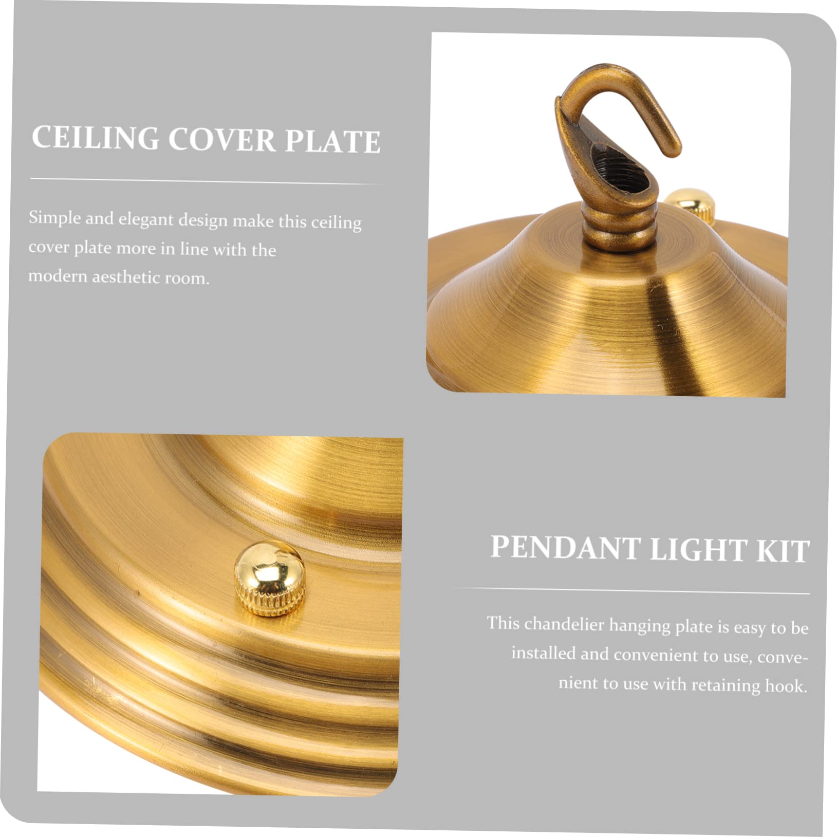VICASKY Support de Fixation pour Lustre en Fer 140 Mm Ouverture Plaque de Recouvrement de Plafond Finition Bronze Doré Accessoire Suspendre pour Luminaire Intérieur Restaurants Salons
