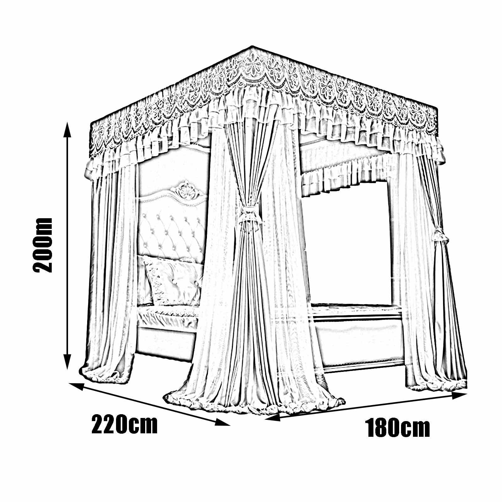 Betthimmel-Moskitonetz für 1,8 m breite Betten, 360° umhüllender Netz-Bettvorhang, staubdichter Moskitonetz-Betthimmel (Farbe: Stil 6, Größe: 180 x 220 x 200 cm)