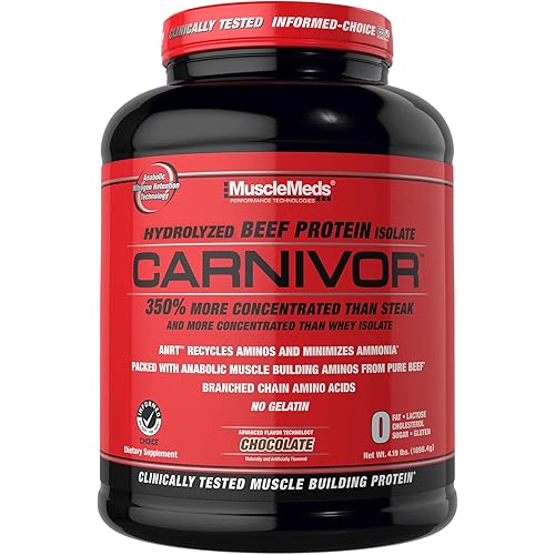 MuscleMeds CARNIVOR Beef Protein Isolate Powder, Muscle Building, Recovery, Lactose Free, Sugar Free, Fat, Free, 23g Protein, Halal Certified, Chocolate, 56 Servings
