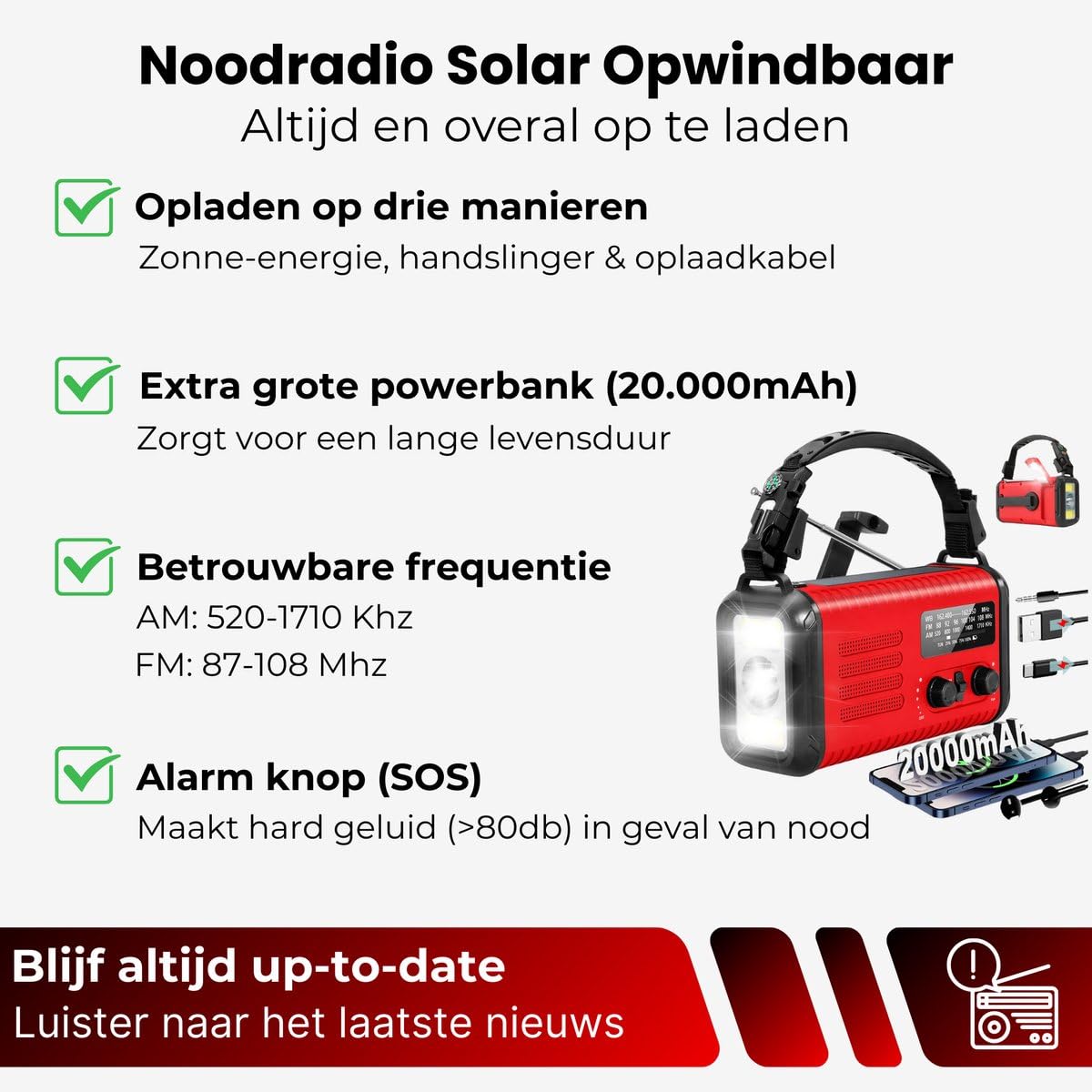 DreamGoods Notfall-Paket für Zuhause 72 Stunden - All-in-One-Überlebenspaket - für Krieg, Stromausfall & bei Katastrophen - 20.000mAh Notfall-Radio Solar Aufziehbar und Akku