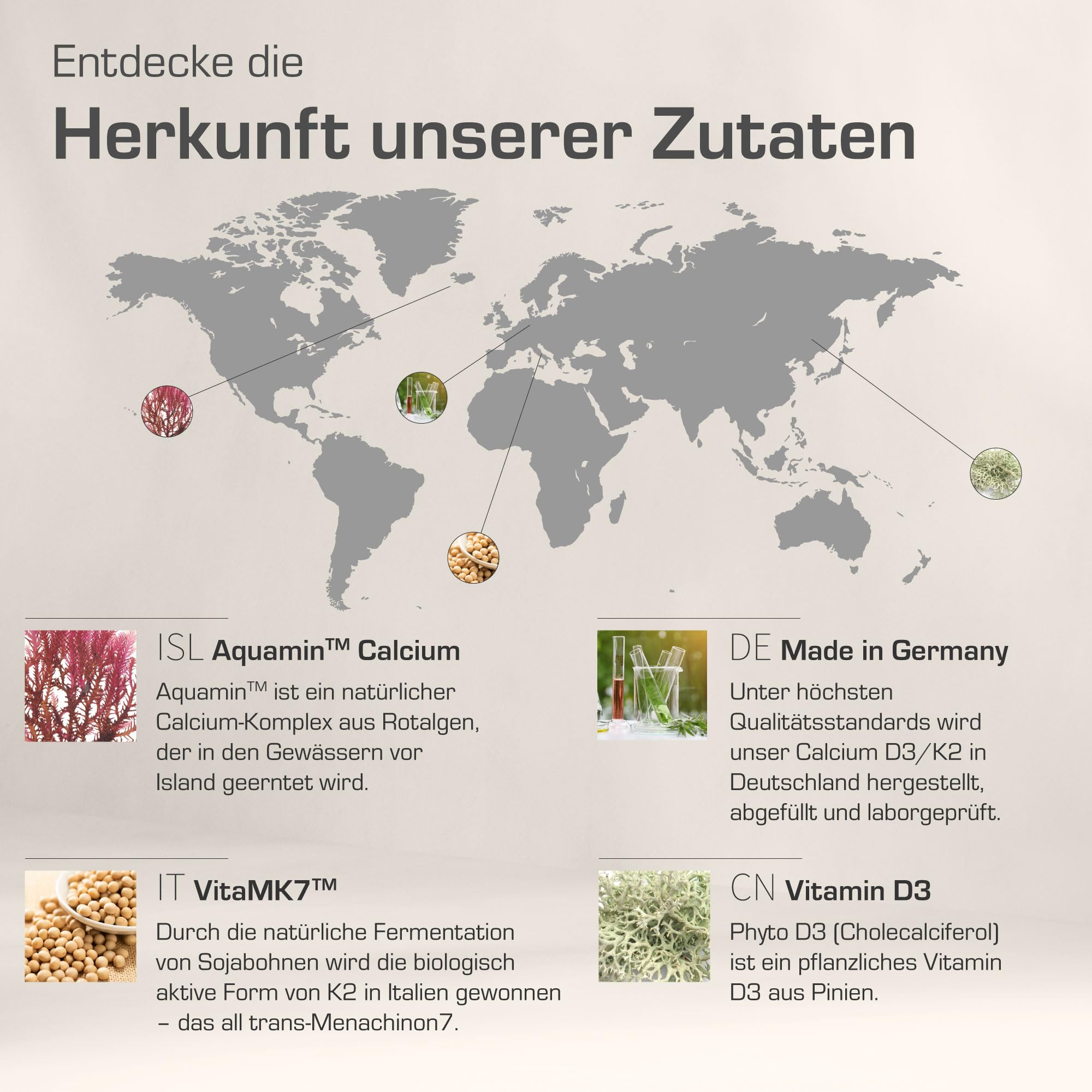 Purabyo Calcium mit Vitamin D3/K2 | im Glas | Hochdosiert 640 mg | Aquamin natural Calcium aus Rotalgen | natürliches Kalzium | Calcium hochdosiert | vegan, laborgeprüft und in Deutschland hergestellt