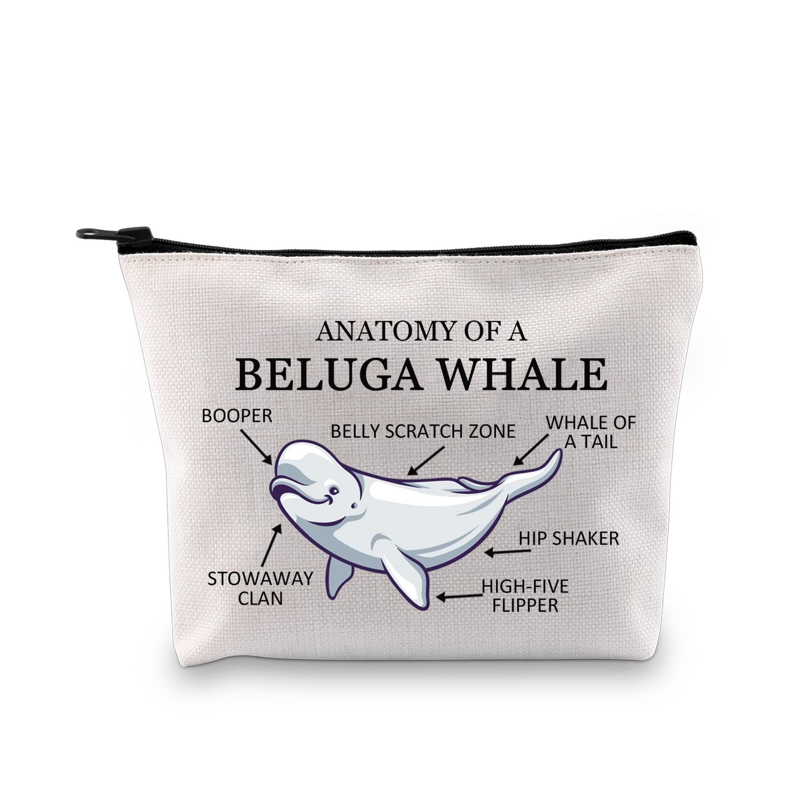 PYOUL Beluga Whale Lover Gift Anatomy of A Beluga Whale Makeup Bag Beluga Whale Fan Cosmetic Bag Dolphin Lover Gift Sea Animal Gift (A Beluga Whale B), A Beluga Whale B