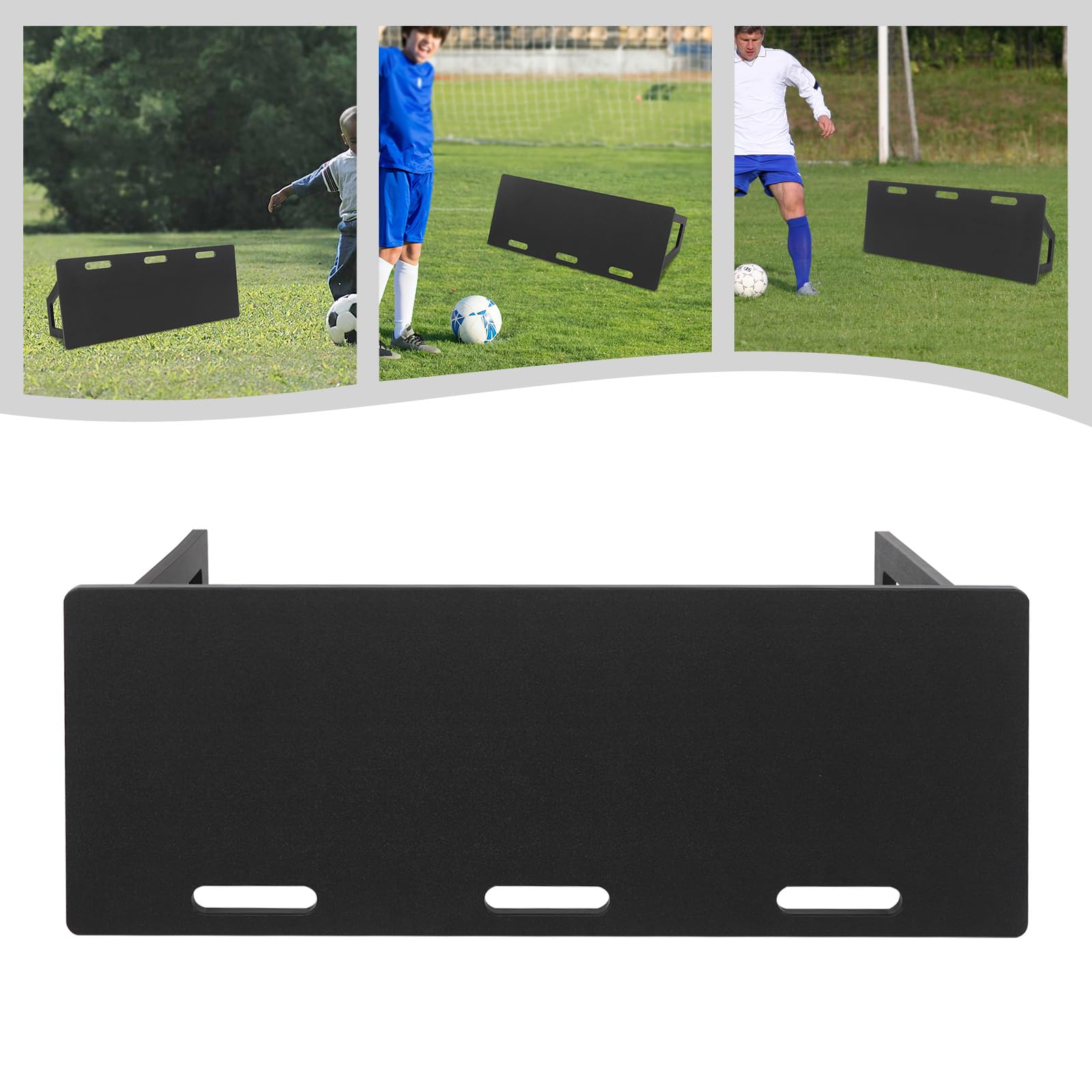 Tavola per rimbalzo da calcio, portatile, 115 x 45 cm, pieghevole, doppio angolo, in HDPE, colore nero, per esercizi di passaggio, controllo della palla e allenamento di calcio