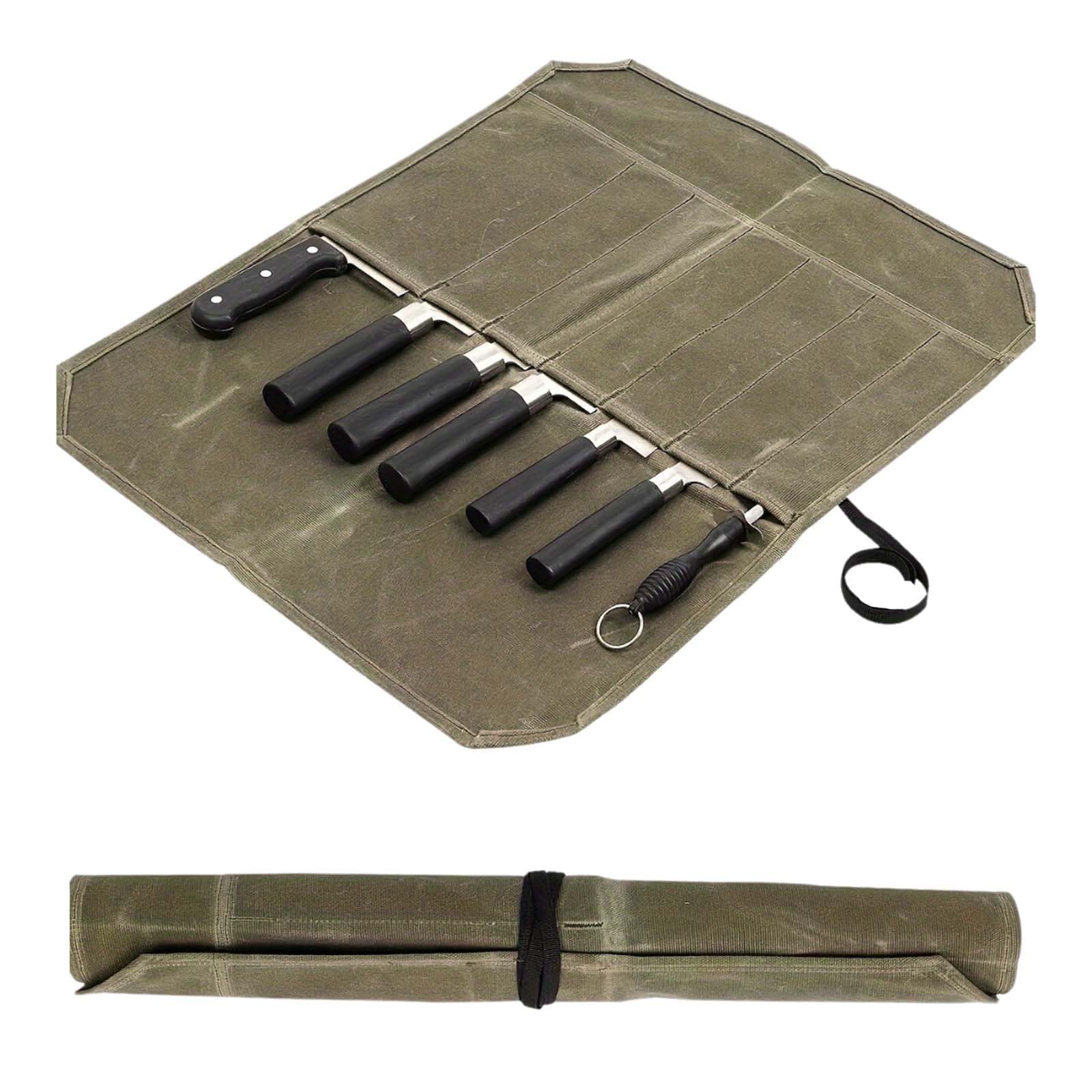 Borsa arrotolabile per cuochi con 7 scomparti, borsa portatile da cuoco, custodia per coltelli, coltello da cucina, borsa arrotolabile, borsa per coltelli in tela cerata, borsa per attrezzi