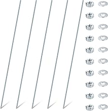 5Pcs Threaded Rod M5, Full Threaded Rods, M5 Threaded Bolts, Zinc Blue Threaded Pins, Threaded Rod with Metric Thread Full with Nuts and Washers (M5 x 300mm)