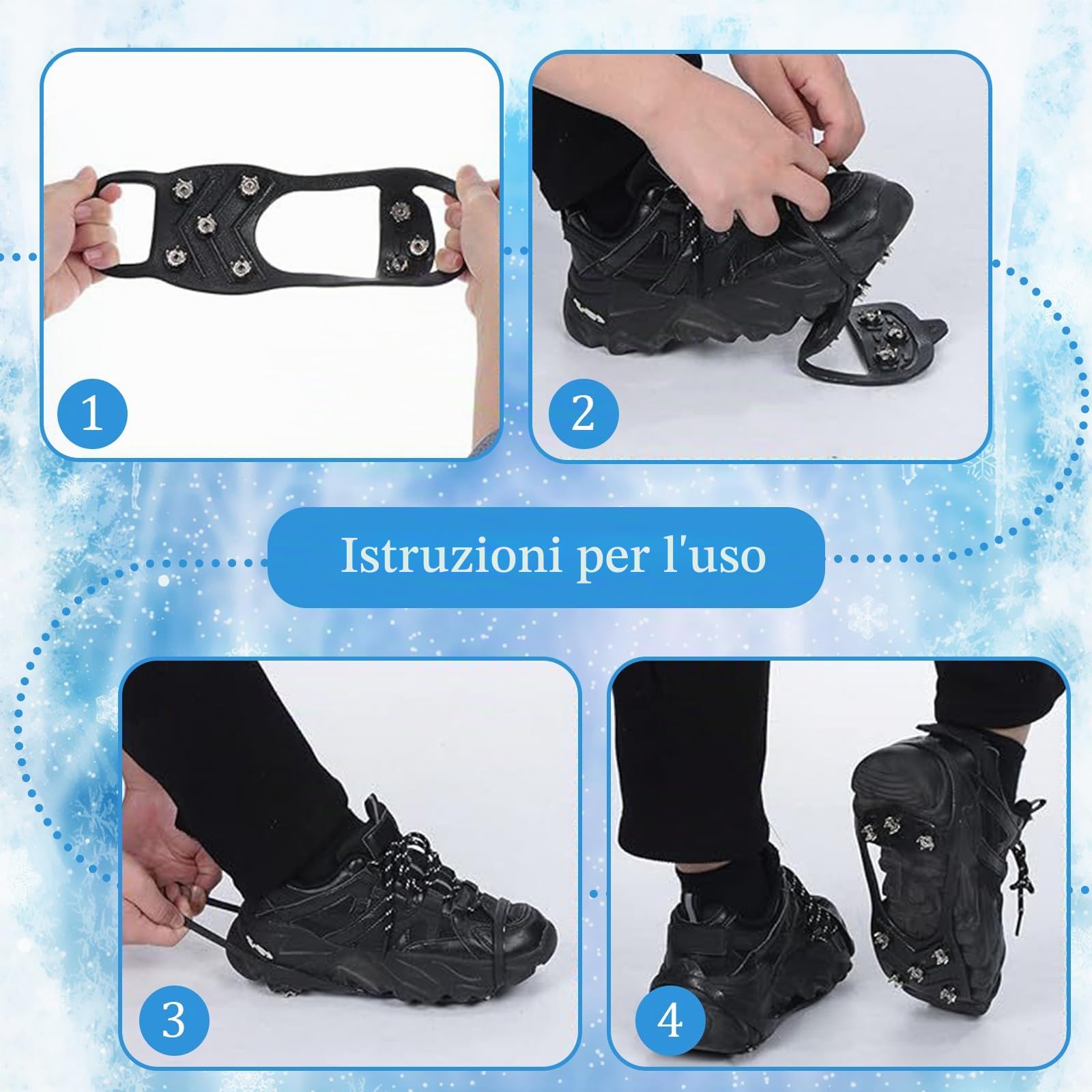 Ramponi per Scarponi Trekking Uomo, Borchie pere Scarponi da Montagna, Scarpe Trekking Donna Ramponi da Ghiaccio, Escursionismo Ramponcini pere Scarpe per Sport Invernali All'Aria Aperta