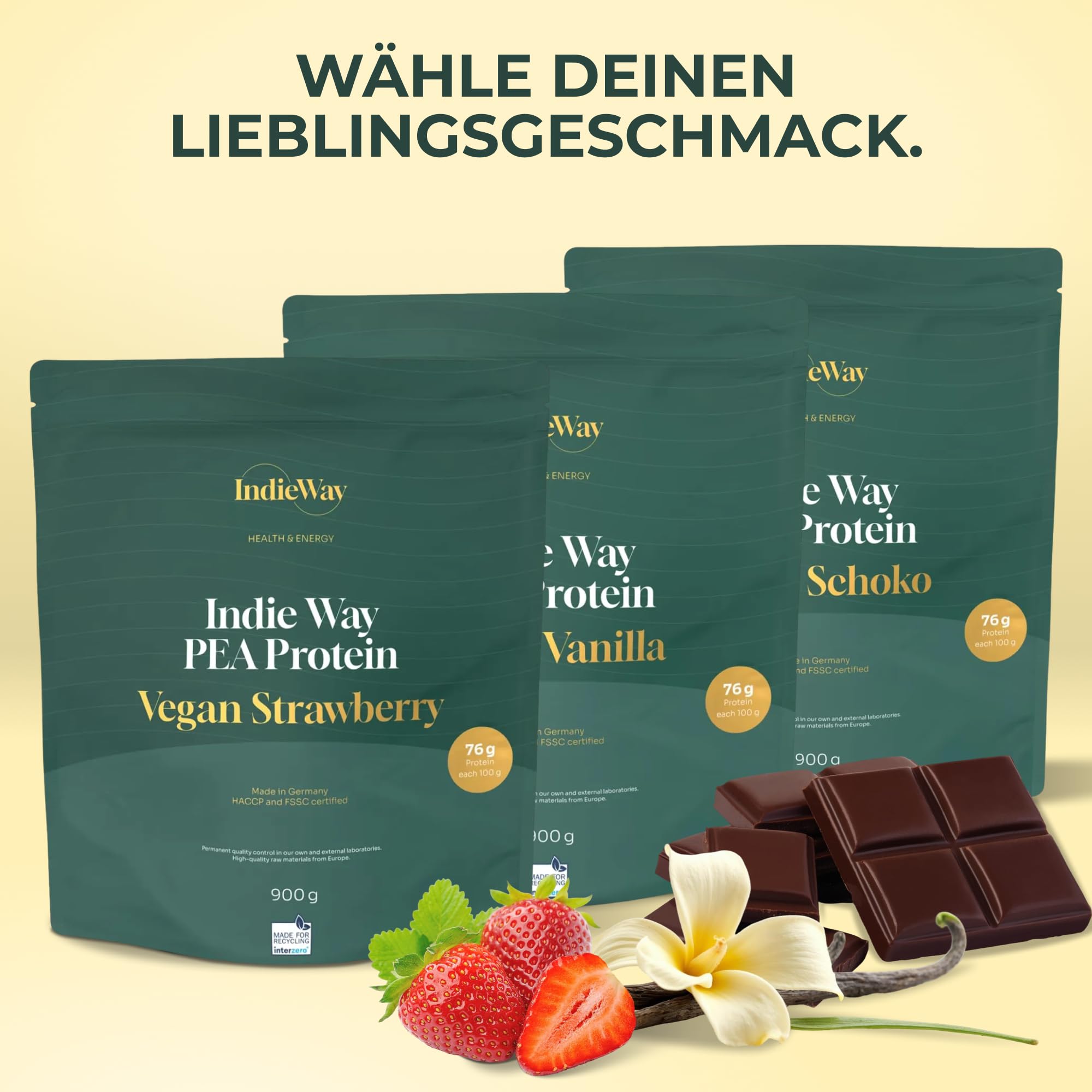 Protéine de pois chocolat 900 g – Poudre de protéines végétaliennes au goût chocolat – 76 g de protéines pour 100 g – Poudre de protéines pour shakes protéinés