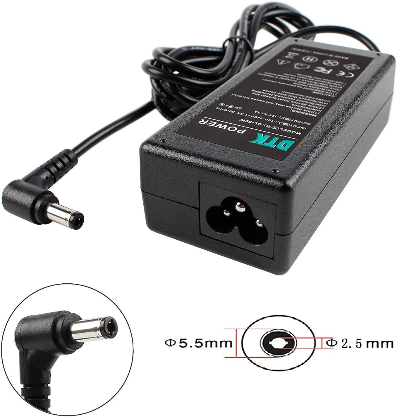 DTK 12V 5A 60W Şebeke AC Adaptör Şarj Cihazı Güç Kaynağı LCD TFT Monitörler için TV'ler DVD ve diğer Ekipmanlar Güç Kablosu Bağlayıcı boyutu: 5.5mm X 2.5mm