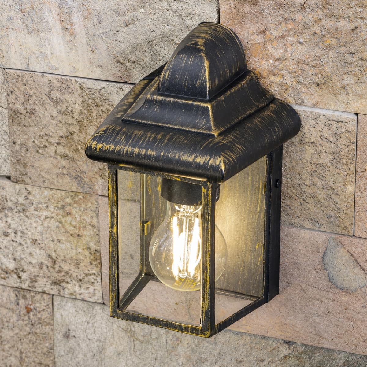 Cgc Lighting Bronze Lantern Outdoor Outside Wall Light Mains Power Security Porch Patio Aluminium Traditional Lantern Led Ip43 E27 (Bronze Lantern)