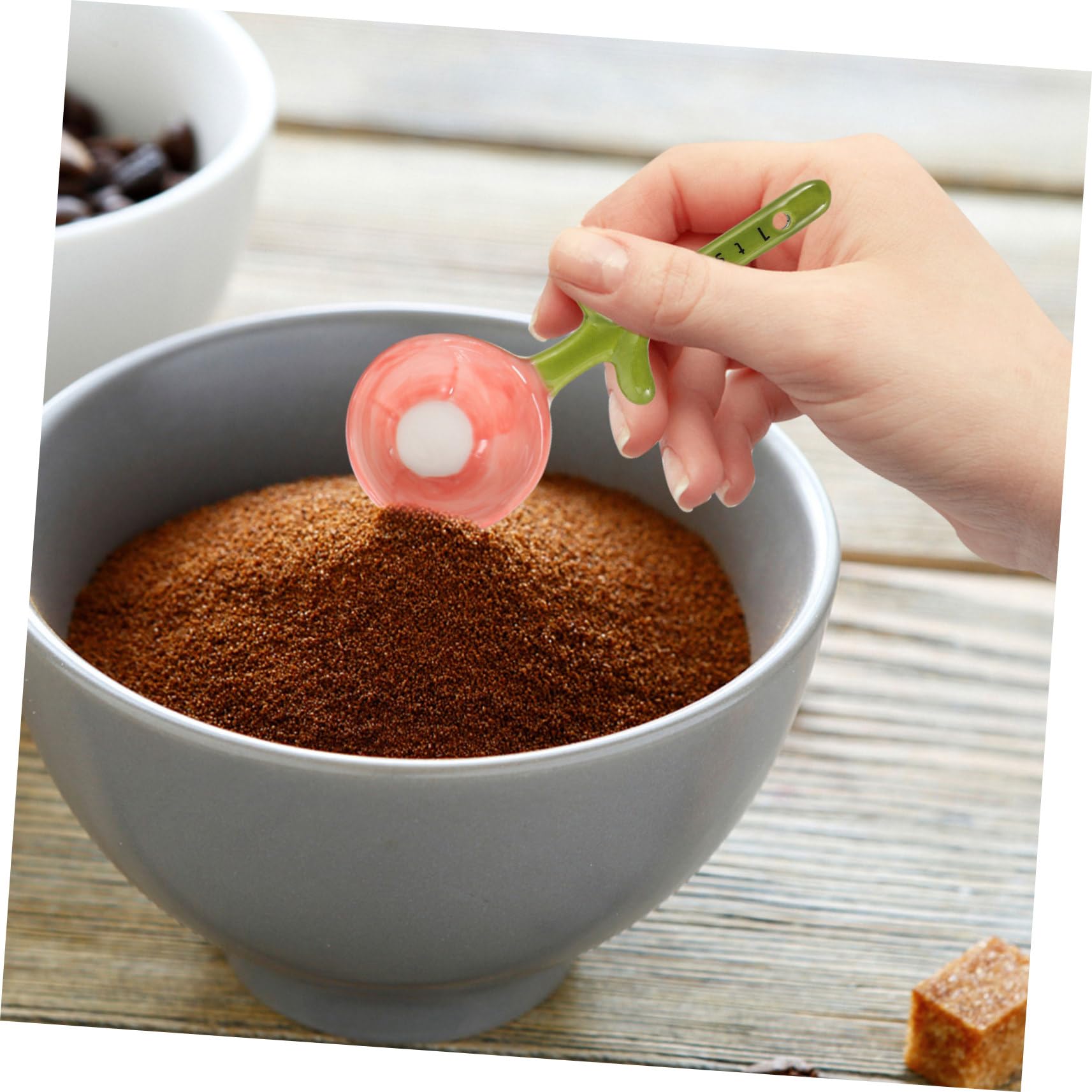 Cucchiai Misuratori in Ceramica Forma di Fiore con Base Porta Cucchiai per Misurare Zucchero Spezie e Ingredienti da Cucina Pratici per Cottura e Preparazioni Dolciarie