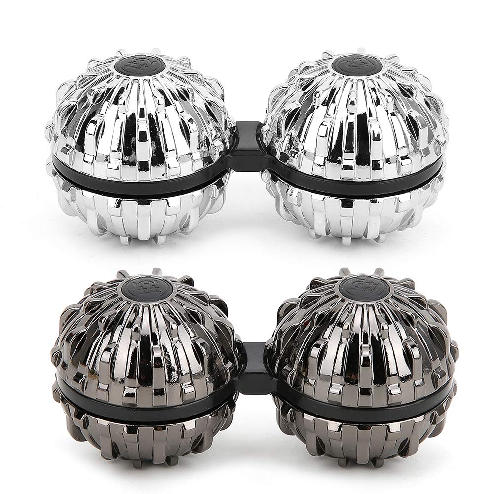 Zinc Alloy Conjoined Massage Ball, Pain Relief Rotating Gyroscope Massager Relax Toy(Guns Color)