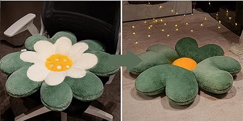 Miniatura 3 de Cojín de felpa con diseño de margaritas, cojín de flores, tapete lumbar para dormitorio, oficina, decoración del hogar y auto (17.7 pulgadas, verde)
