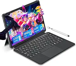 Laptop 2 em 1 de 10,1 polegadas 12 GB DDR3 256 GB SSD, processador M3-8100Y (até 3,40 GHz), tela sensível ao toque 800 * 1280, Wifi5, Bluetooth 5.0, HDMI*1, função completa tipo C, teclado