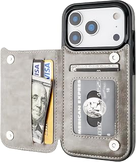 ONETOP for iPhone 18/17 Pro Wallet Case with Credit Card Holder,Gray