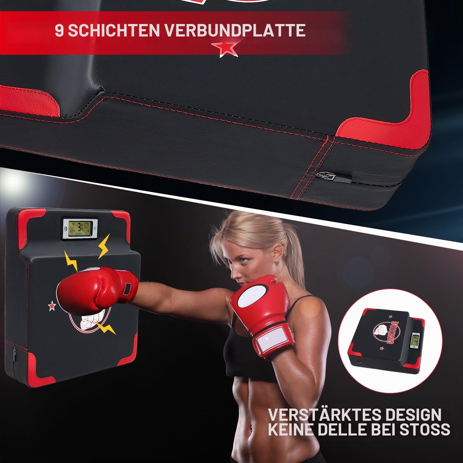 Hoteam Boxkrafttester, Schlagkraftsensor, verstellbare Höhe, Box-Trainingsgerät, Wandmontage, Boxer, Boxer, Boxsack, Maschine für Erwachsene und Kinder (stilvoll)