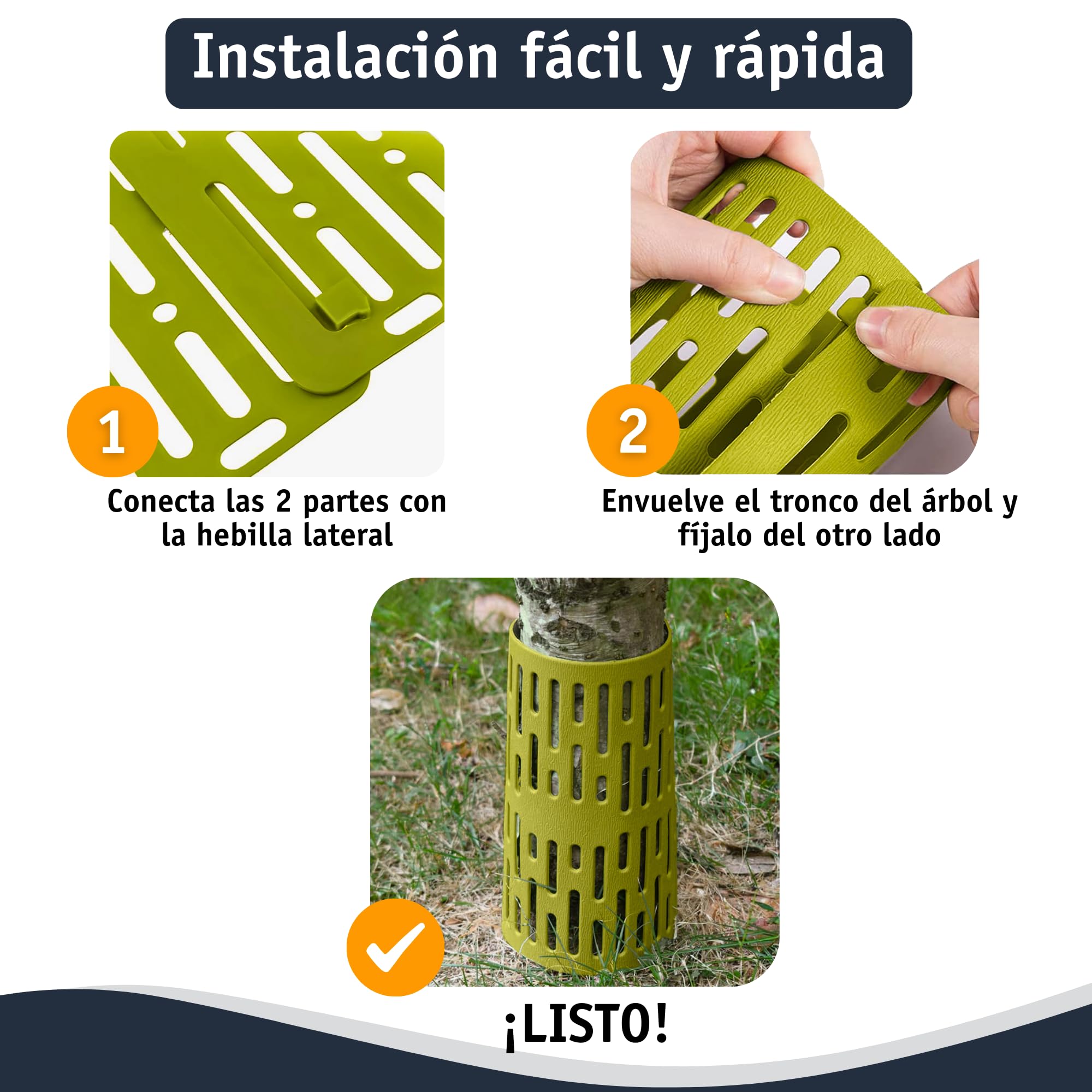 protección Extensible para Troncos de árboles - 12 Piezas (20 x 33cm) contra mordeduras de Animales Salvajes de Caza y segadoras robotizadas - Resistente a los Rayos UV