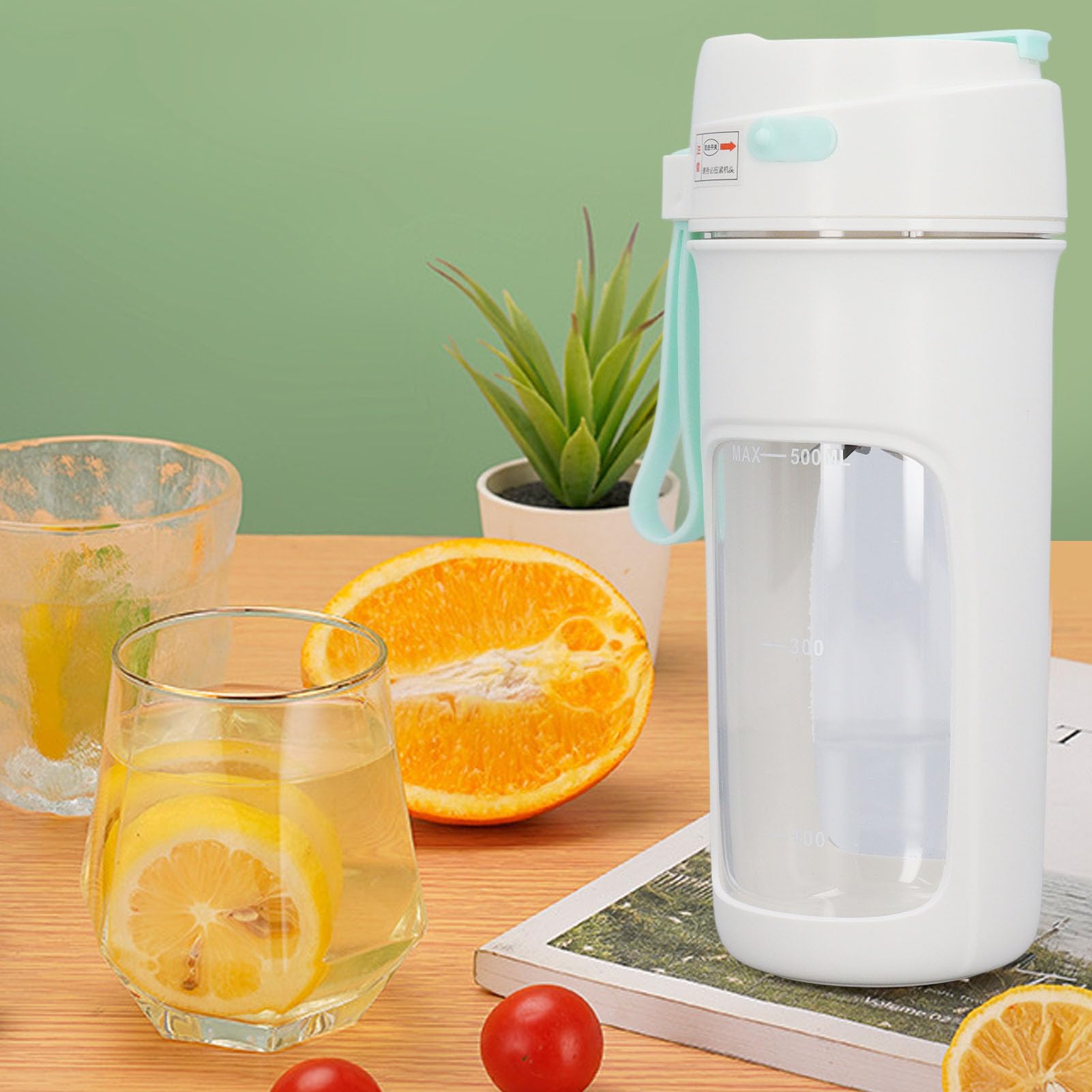 POCREATION Portable Blender Cup, 500ml Miniature Juicer Cup with Straw for Shakes Smoothies Juice, Multifunctional Automatic USB Blender Cup