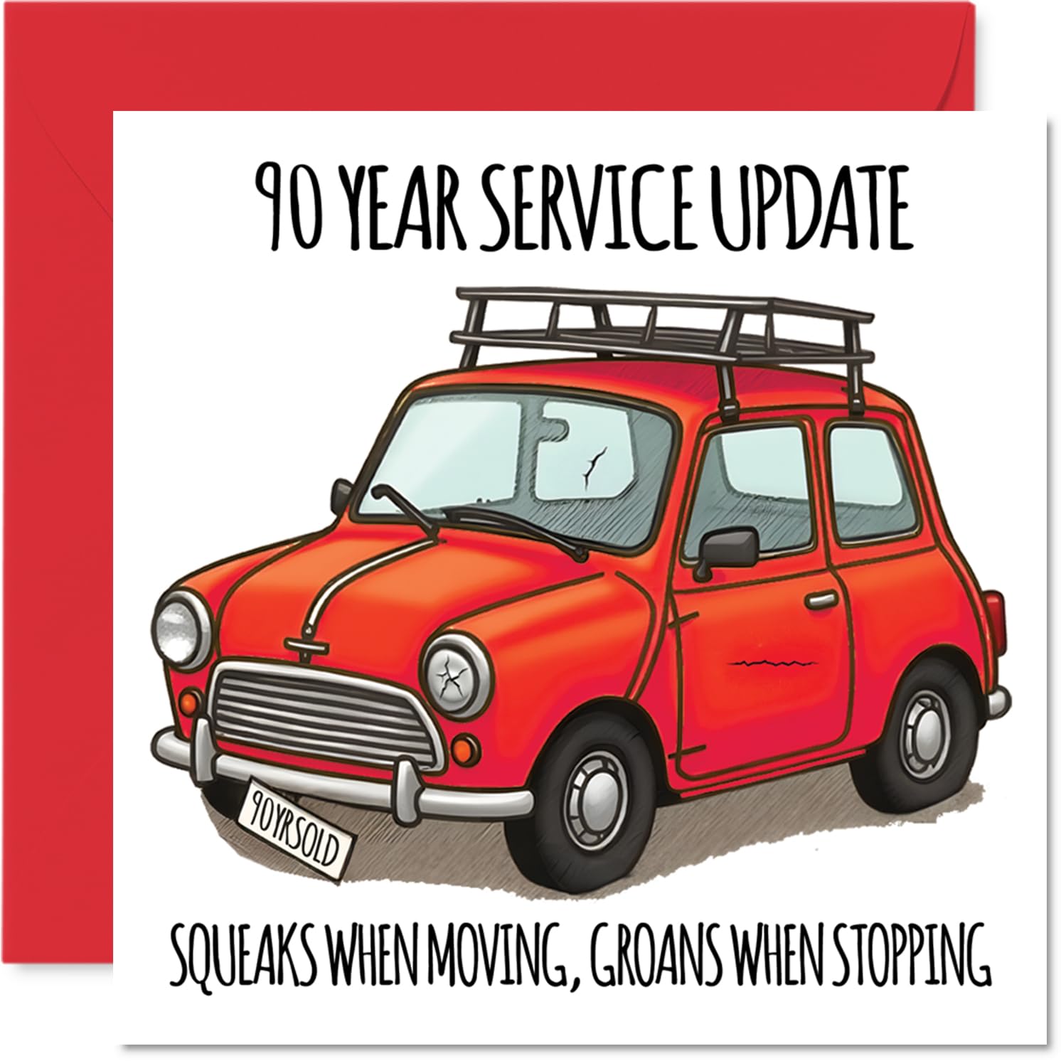 90th Birthday Cards for Men Women - Yearly Service Update - Happy Birthday Card for 90 Year Old Man Woman Wife Nanny Grandad Nan, 145mm Bday Greeting Cards