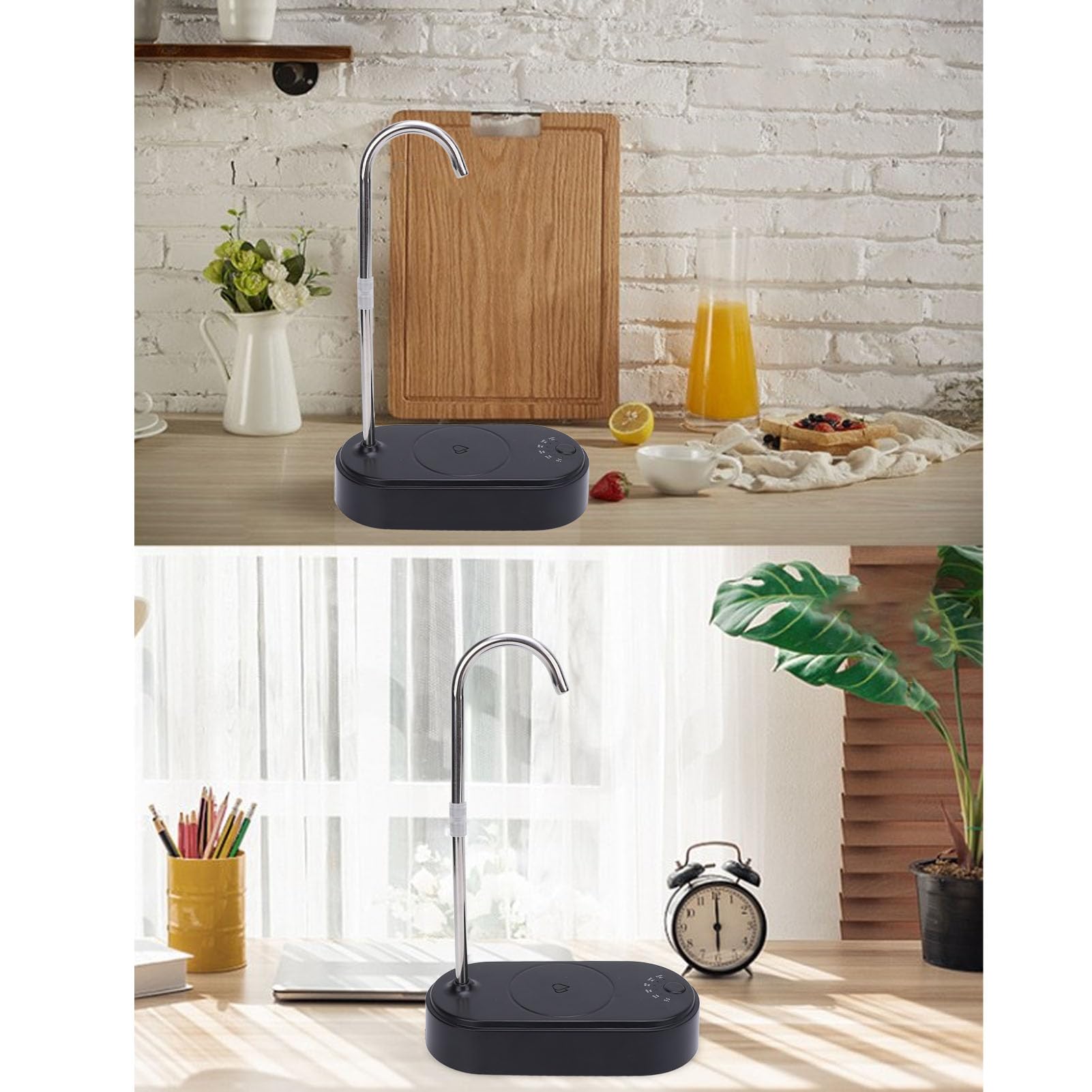 Desktop Water Dispenser with Hose Electric Bottle Drinking Tray for Living Room Kitchen Bedside (Black)