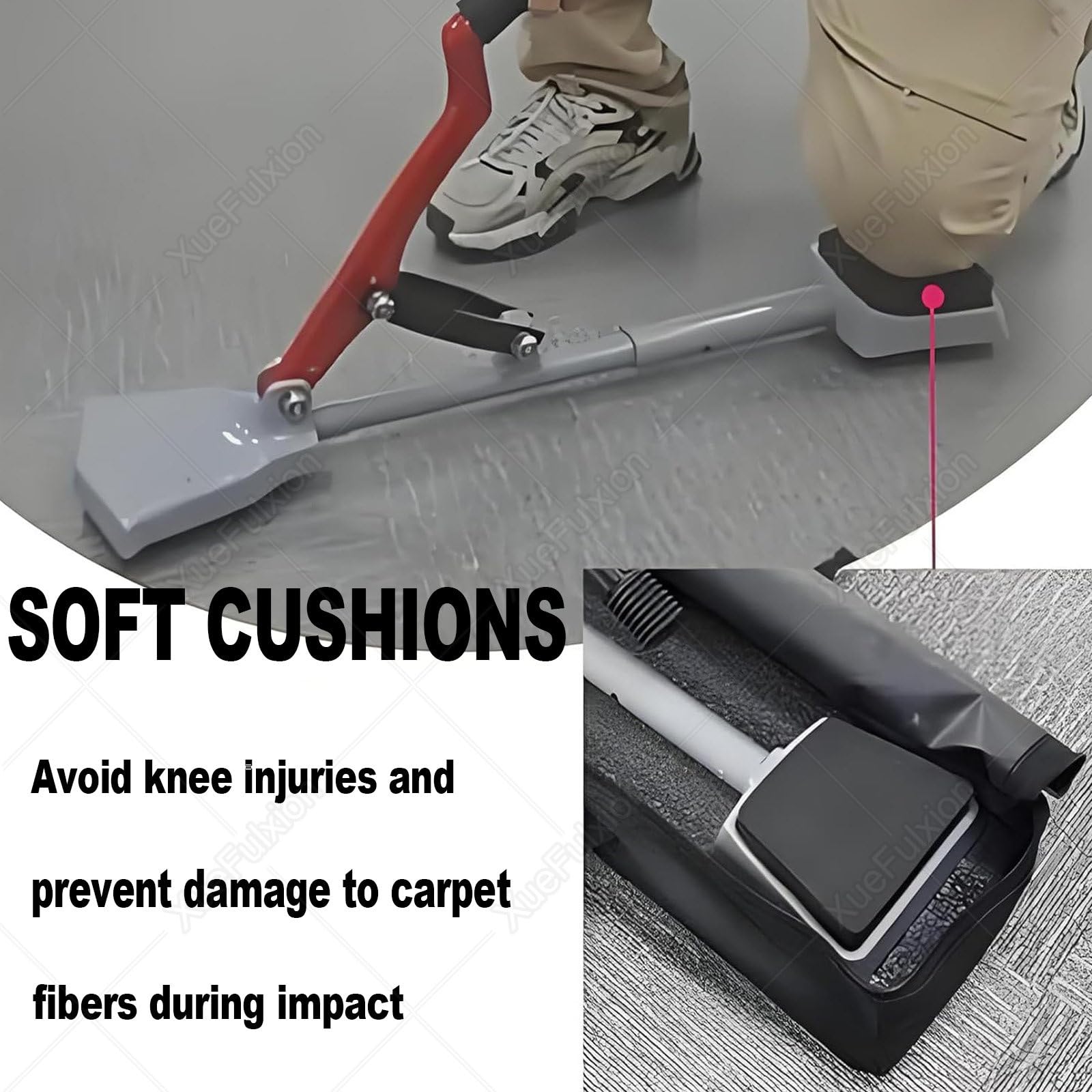 Kit de civière de moquette avec poignée en caoutchouc souple et pinces pour un étirement sans genou, outil d'installation de tapis pour sol, tapisserie d'ameublement et plus encore