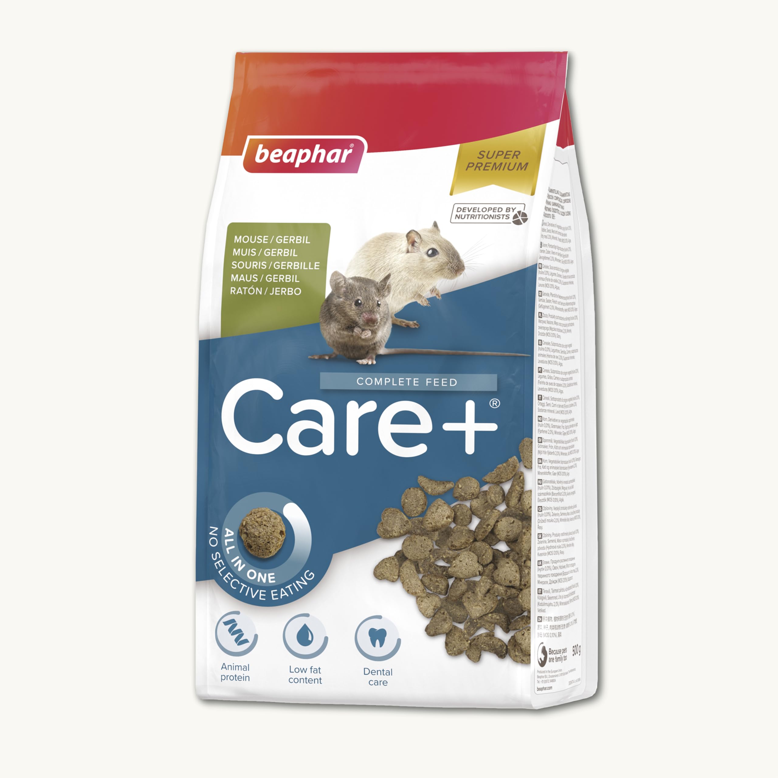 Beaphar - Care+ Penso Super Premium - Jedzenie dla Myszy i Myszy - 500g - Wysoka wartość energetyczna - Zużycie zębów i brak dodatku cukru- Karmienie wytłaczane