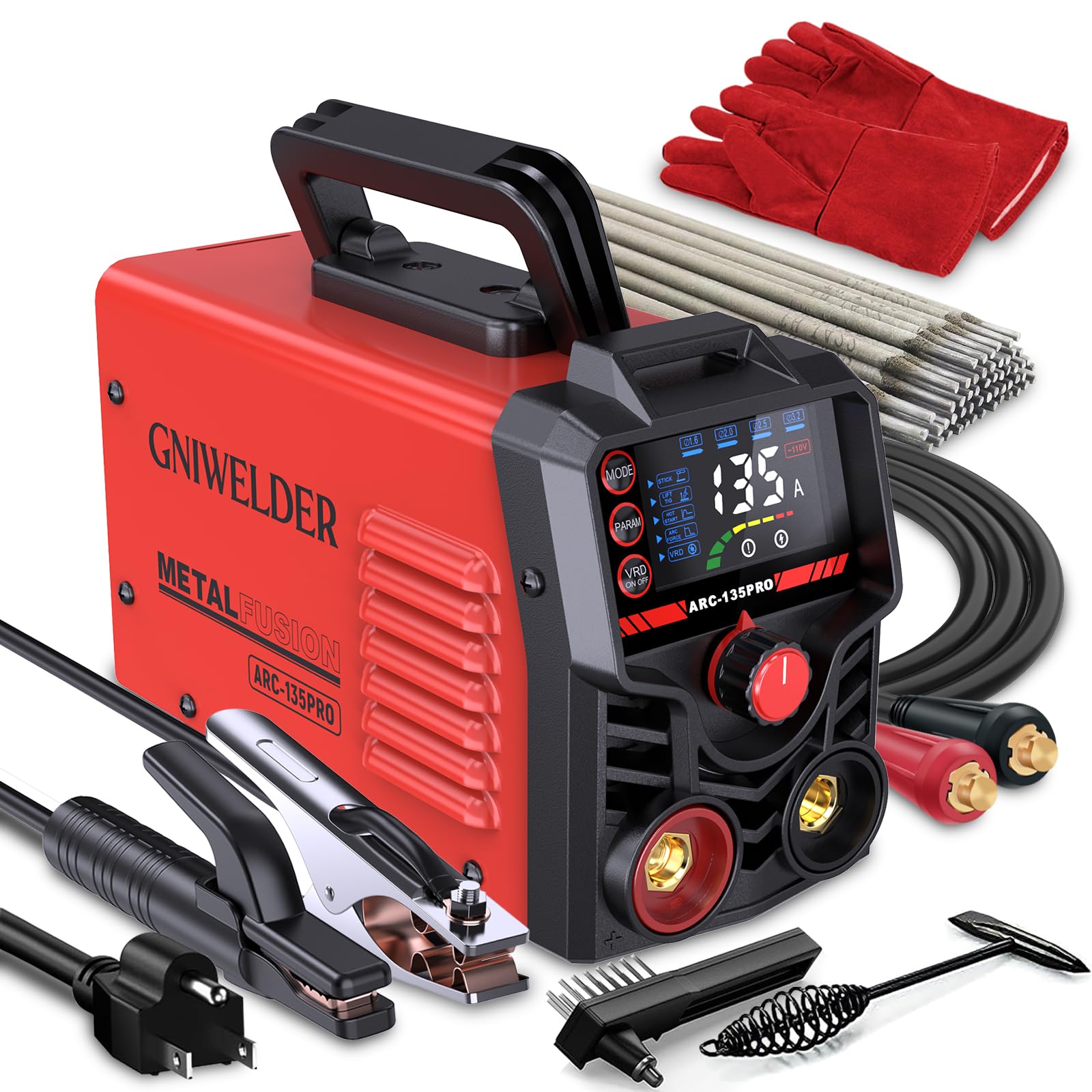 Photo 1 of 135A Mini Stick Welder 110V – Portable Arc Welder for Home DIY & Household Repairs, Weld 1/16? to 1/8? Steel, Easy Arc Start & Anti-Stick for Beginner, Includes Gloves & 20 Rods,4.4 lbs IGBT inverter