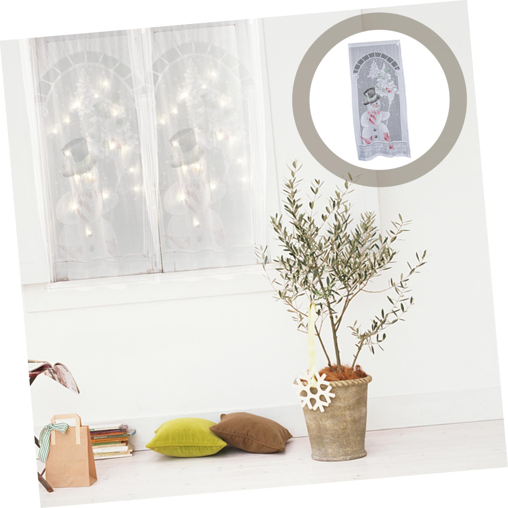 COLLBATH Vorhang für Weihnachten mit Led-lichtern Strapazierfähig aus Hochwertigem Material Kreatives und Einzigartiges Weihnachtsmotiv Kompakt und Einfach zu Handhaben