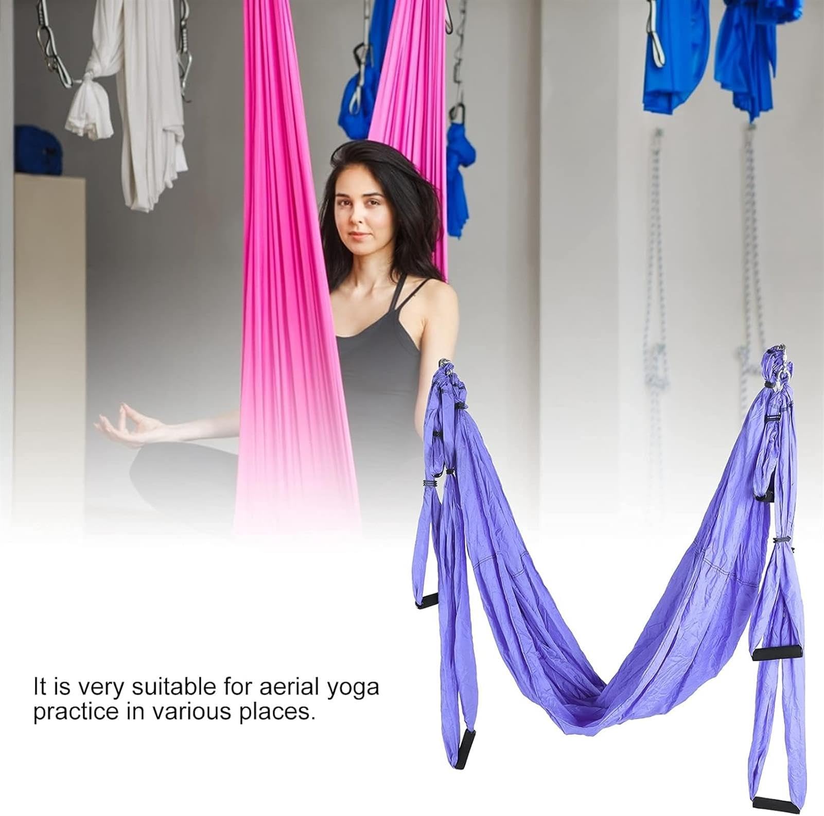 Luft-Yoga,Yoga Hängematte Trapes,Nicht-elastische Luft-Yoga Zug-Seil,Yoga Inversion Hammock Schaukel,für Yoga,Pilates Anti-Schwerkraft, Montagezubehör enthalten,2