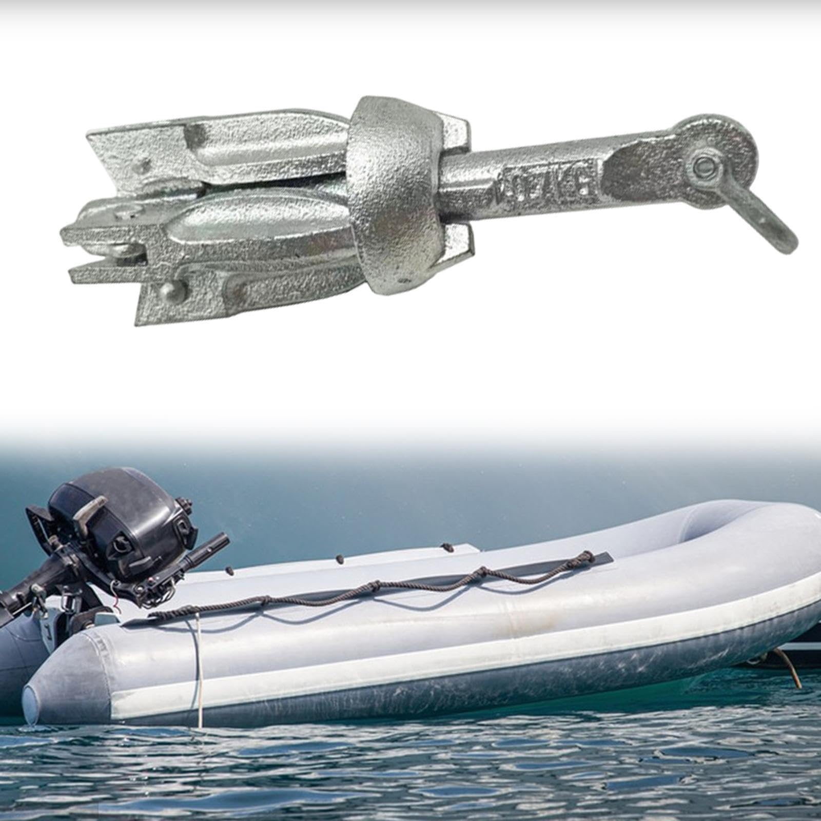 Ancora a Rampino Pieghevole, Ancora Marina in Acciaio al Carbonio Zincato, Ancora per Piccole Imbarcazioni Come Gommone, Zattera, Paddleboard.