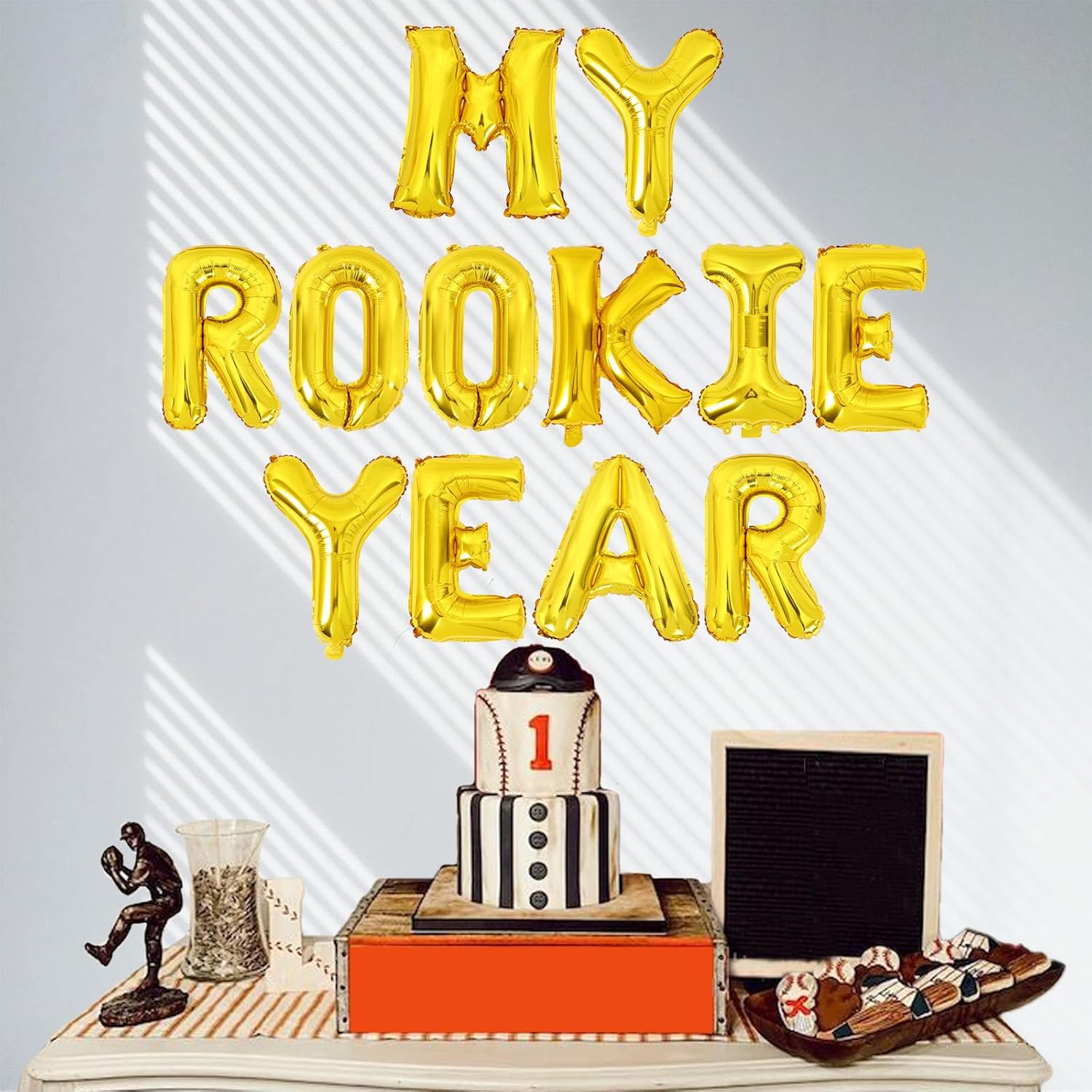 Sports Foil Balloon Set 1st Birthday, MY ROOKIE YEAR Foil Balloon for Rookie Of The Year 1st Birthday Decorations