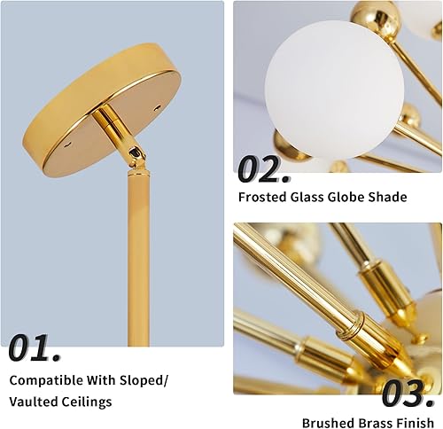 Miniatura 3 de KCO Lighting Sputnik - Lámpara de araña con diseño de explosión de estrellas lámpara colgante moderna de diente de león G4 lámpara de techo de