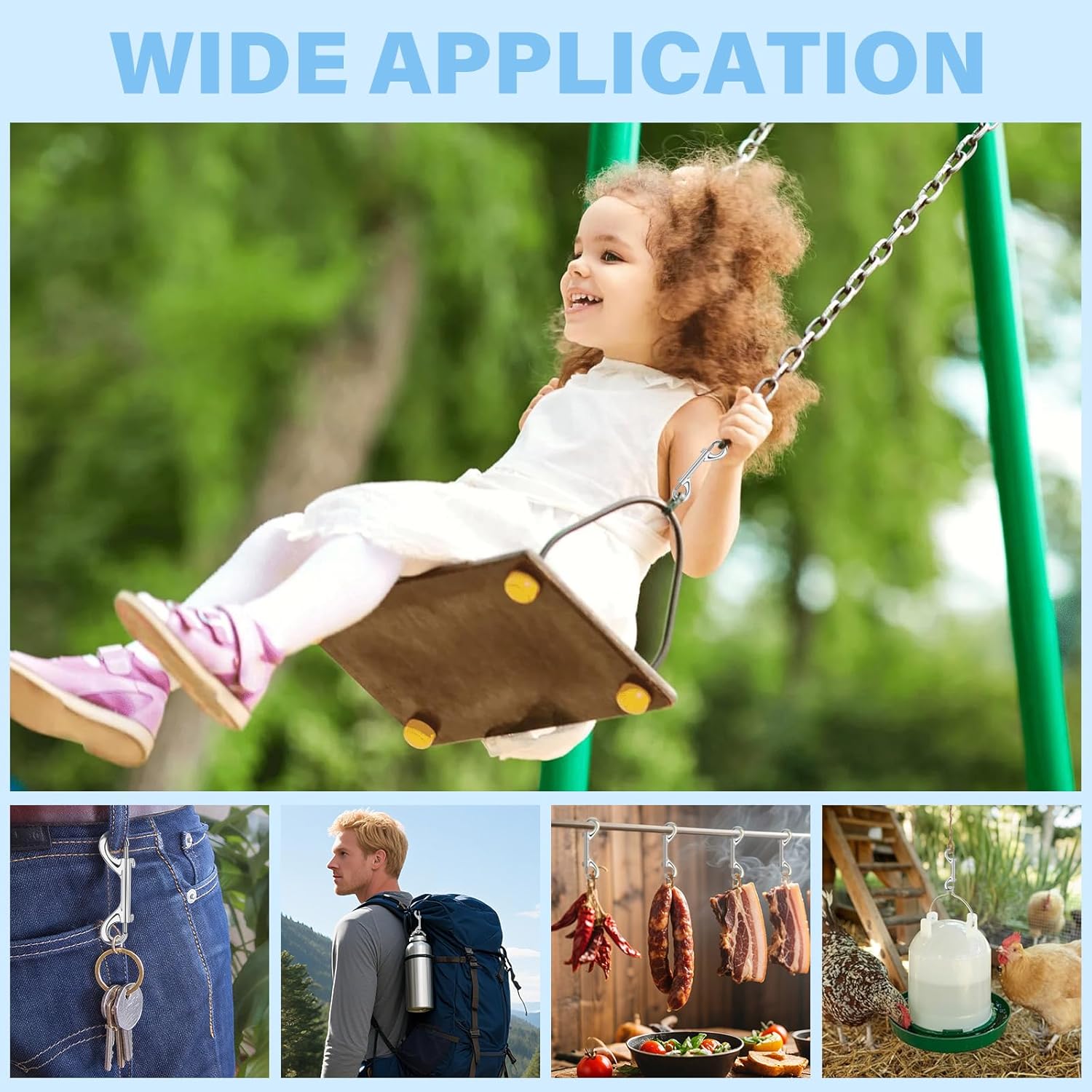 ERKOON Extra Large 4.7 inch Double Ended Bolt Snaps Hooks 220lbs Load Capacity Zinc Alloy Buckles for Cats Dogs Horses Heavy Duty Trigger Snap for Water Bucket/Horse Feed/Hammocks/Key Chain - Image 5