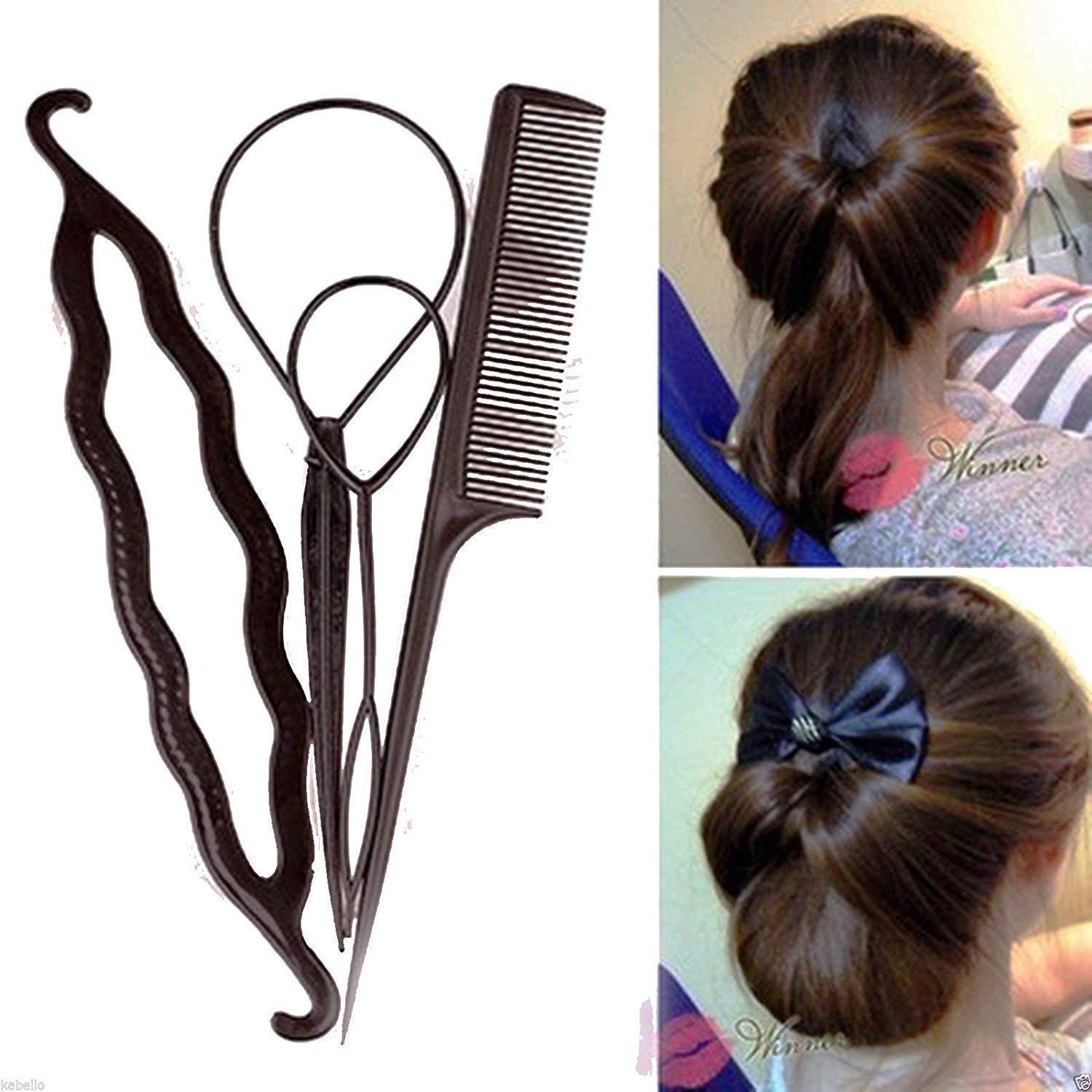 Smark Juda Bun Maker Hair Style Accessories for Women, Black, 5 Pcs 2